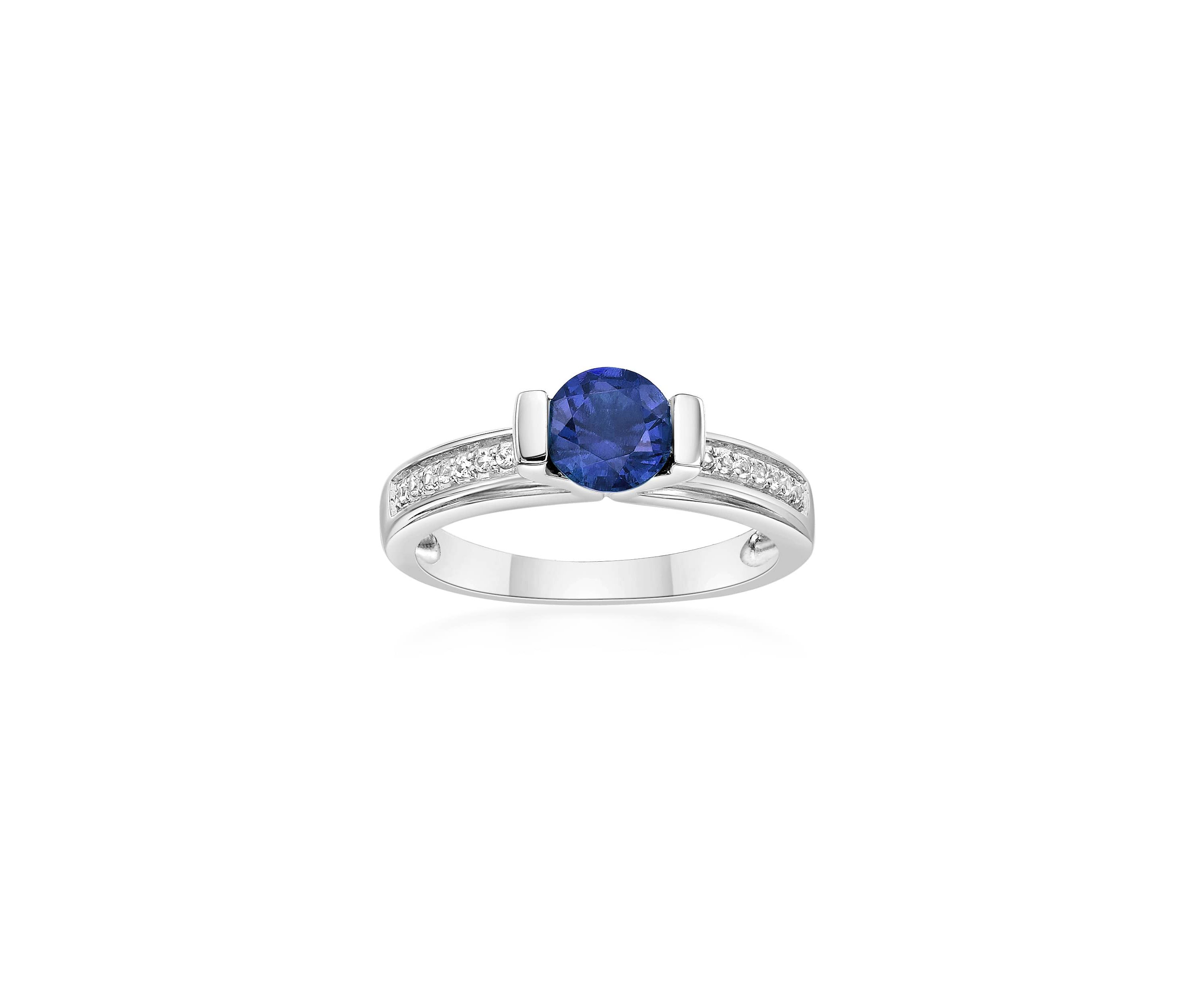 Lab Created 1 ct. t.w. Created Sapphire and 1/10 ct. t.w. Created White Sapphire Ring in Sterling Silver