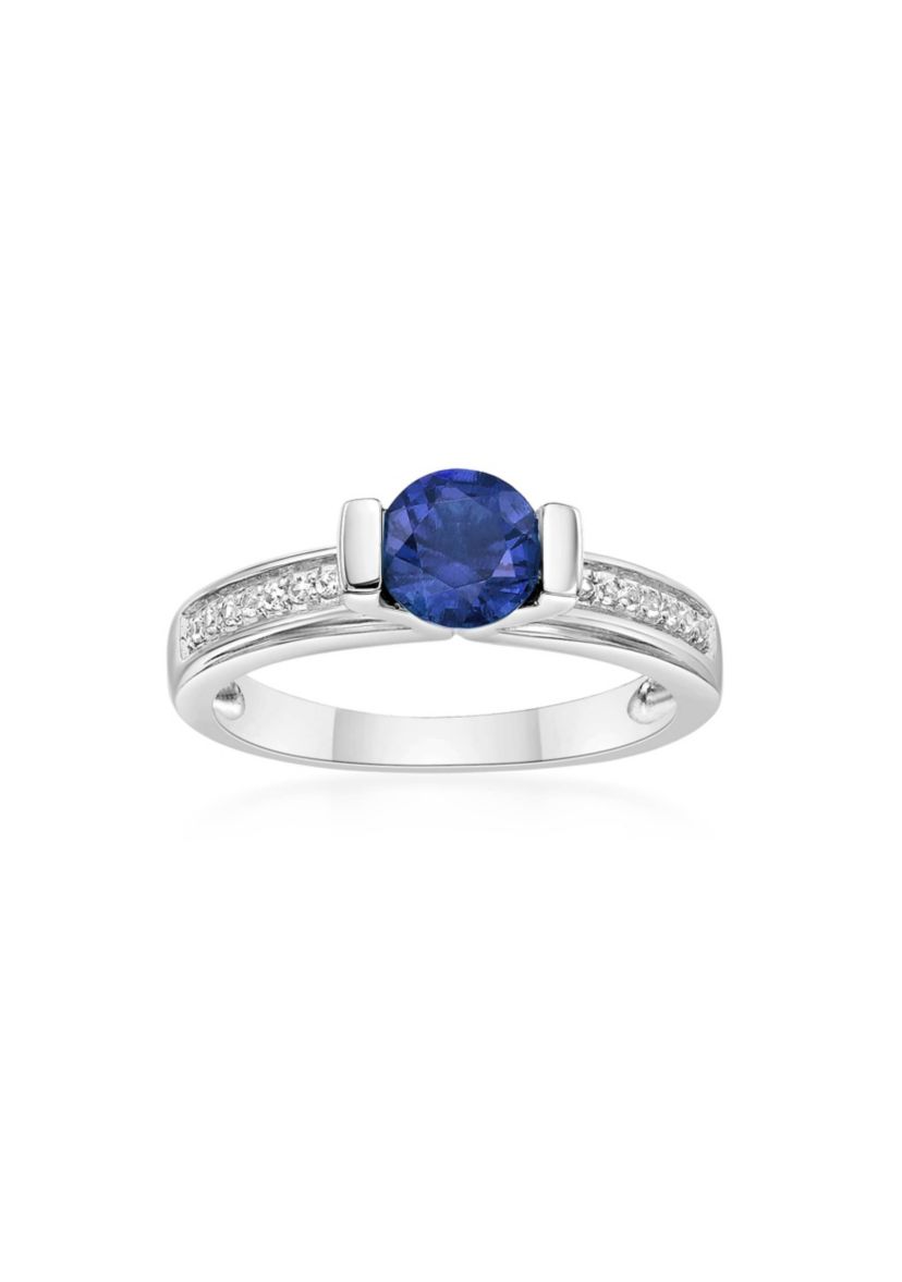 Lab Created 1 ct. t.w. Created Sapphire and 1/10 ct. t.w. Created White Sapphire Ring in Sterling Silver