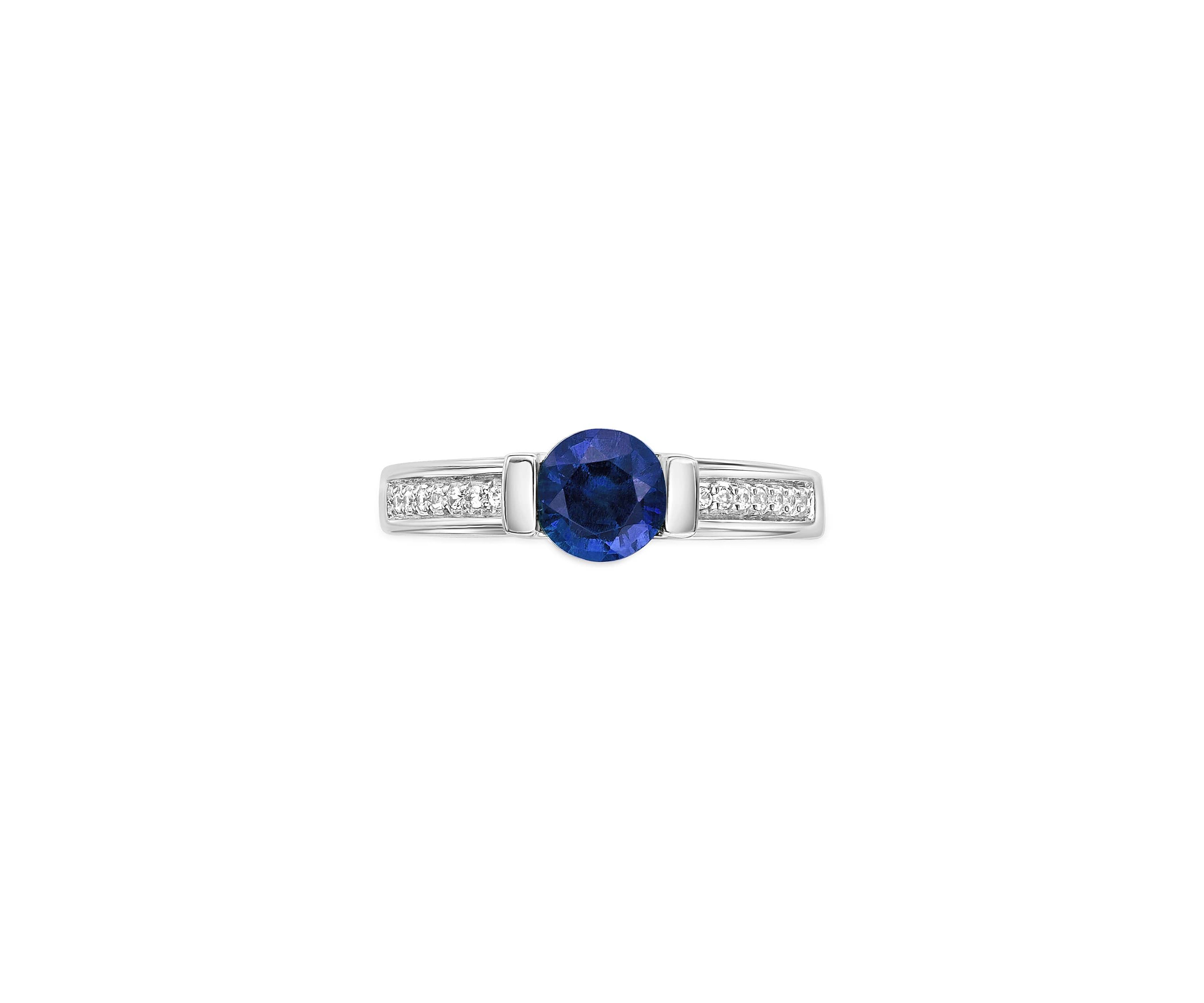 Lab Created 1 ct. t.w. Created Sapphire and 1/10 ct. t.w. Created White Sapphire Ring in Sterling Silver