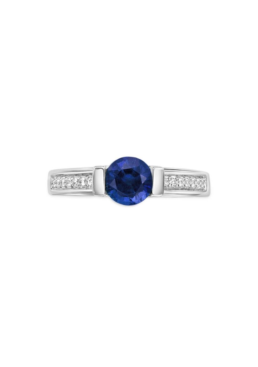 Lab Created 1 ct. t.w. Created Sapphire and 1/10 ct. t.w. Created White Sapphire Ring in Sterling Silver