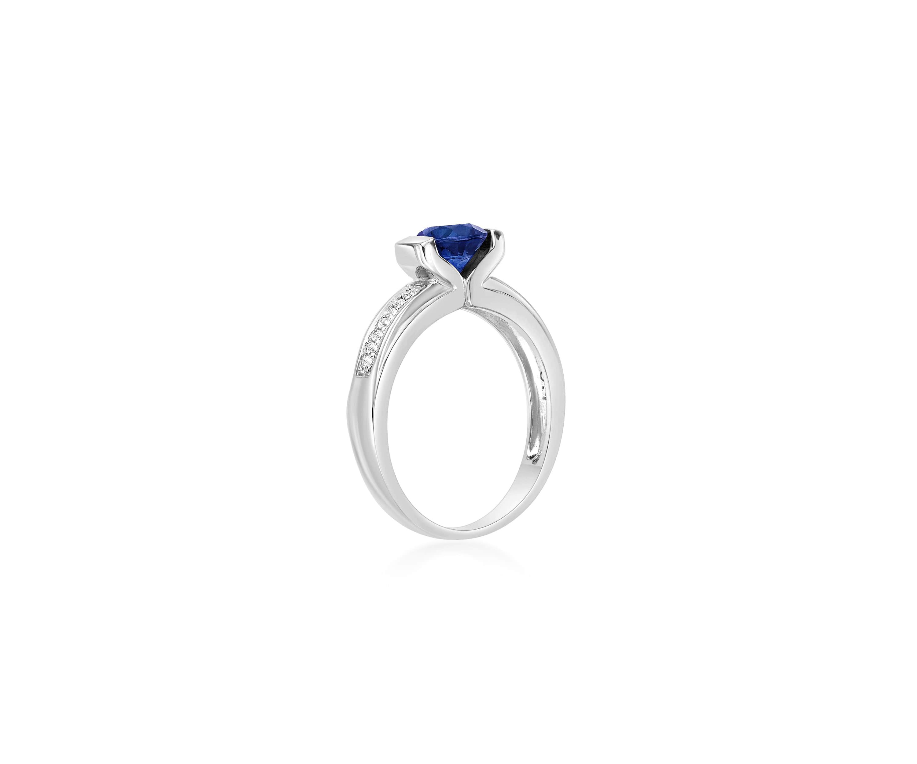 Lab Created 1 ct. t.w. Created Sapphire and 1/10 ct. t.w. Created White Sapphire Ring in Sterling Silver