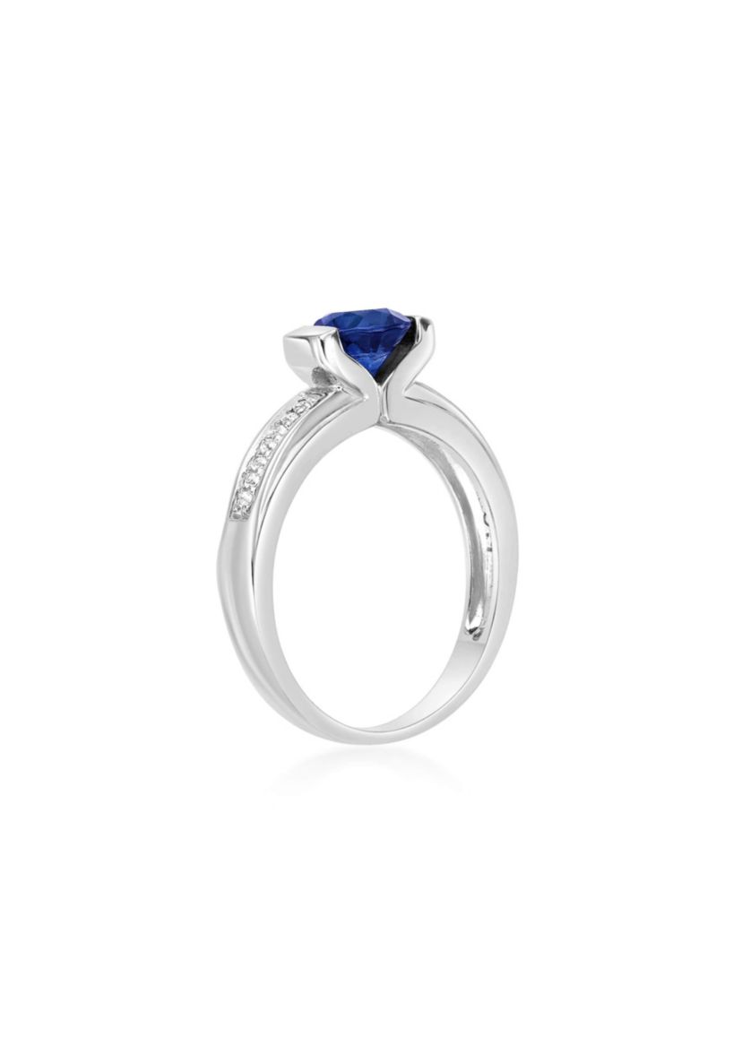 Lab Created 1 ct. t.w. Created Sapphire and 1/10 ct. t.w. Created White Sapphire Ring in Sterling Silver