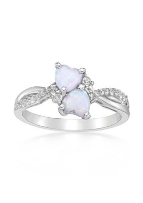 Gemminded Lab Created 1 ct. t.w. Created Opal and Created White Sapphire Ring in Sterling Silver