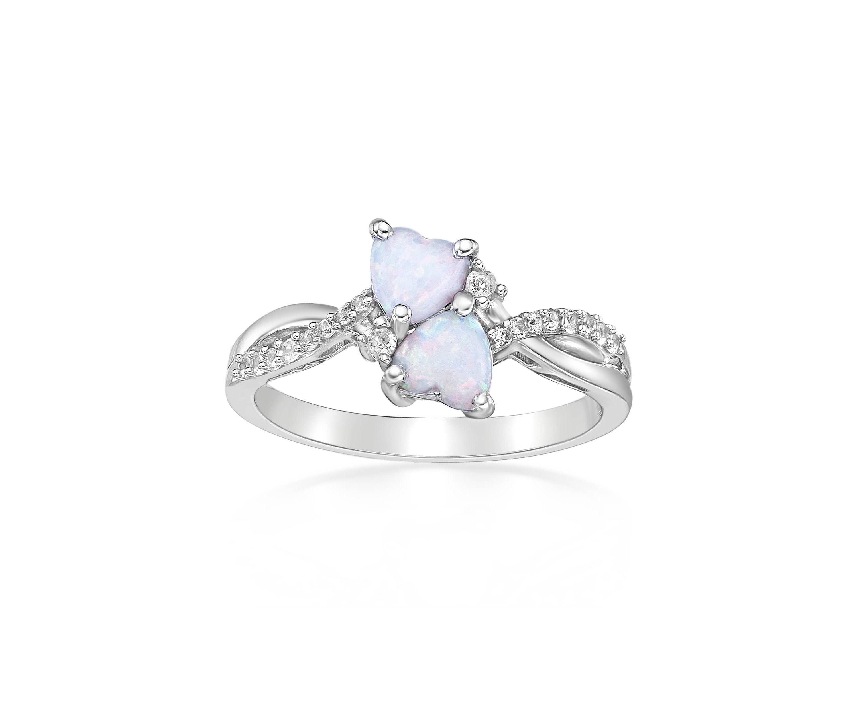 Lab Created 1 ct. t.w. Created Opal and Created White Sapphire Ring in Sterling Silver