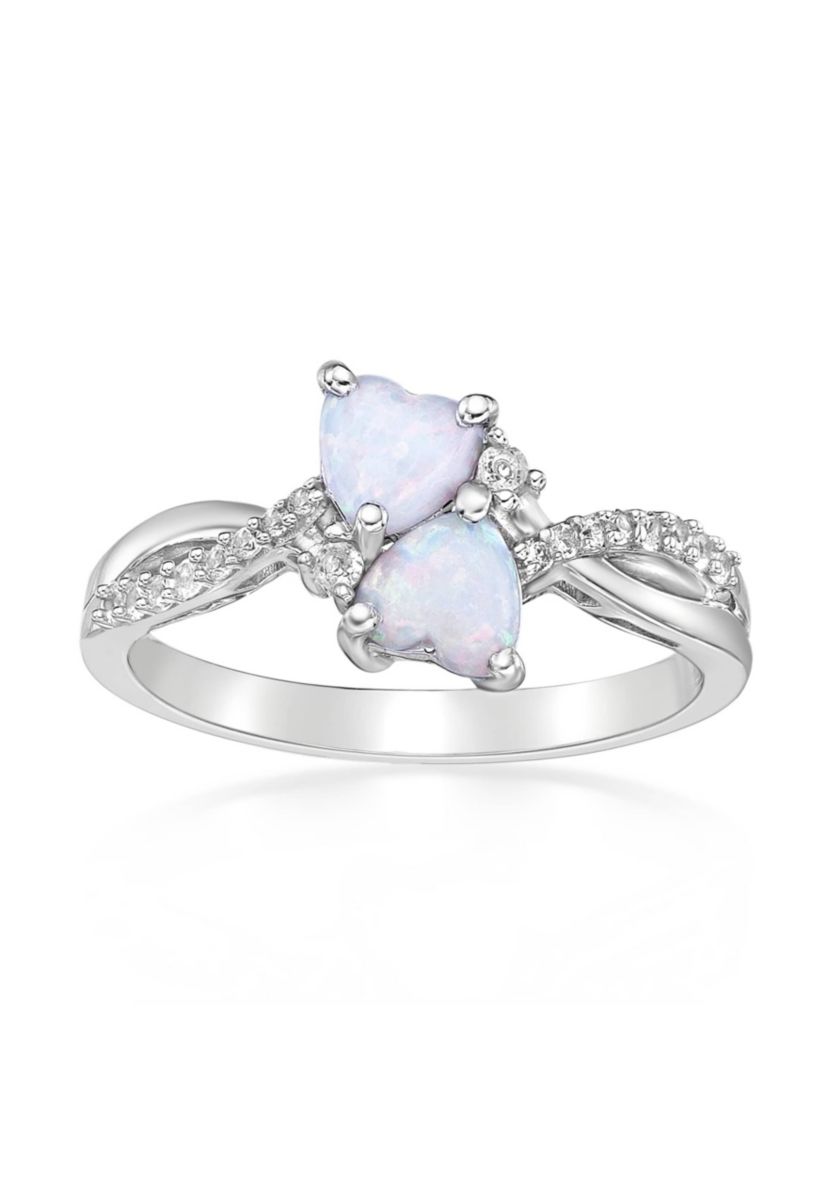 Lab Created 1 ct. t.w. Created Opal and Created White Sapphire Ring in Sterling Silver