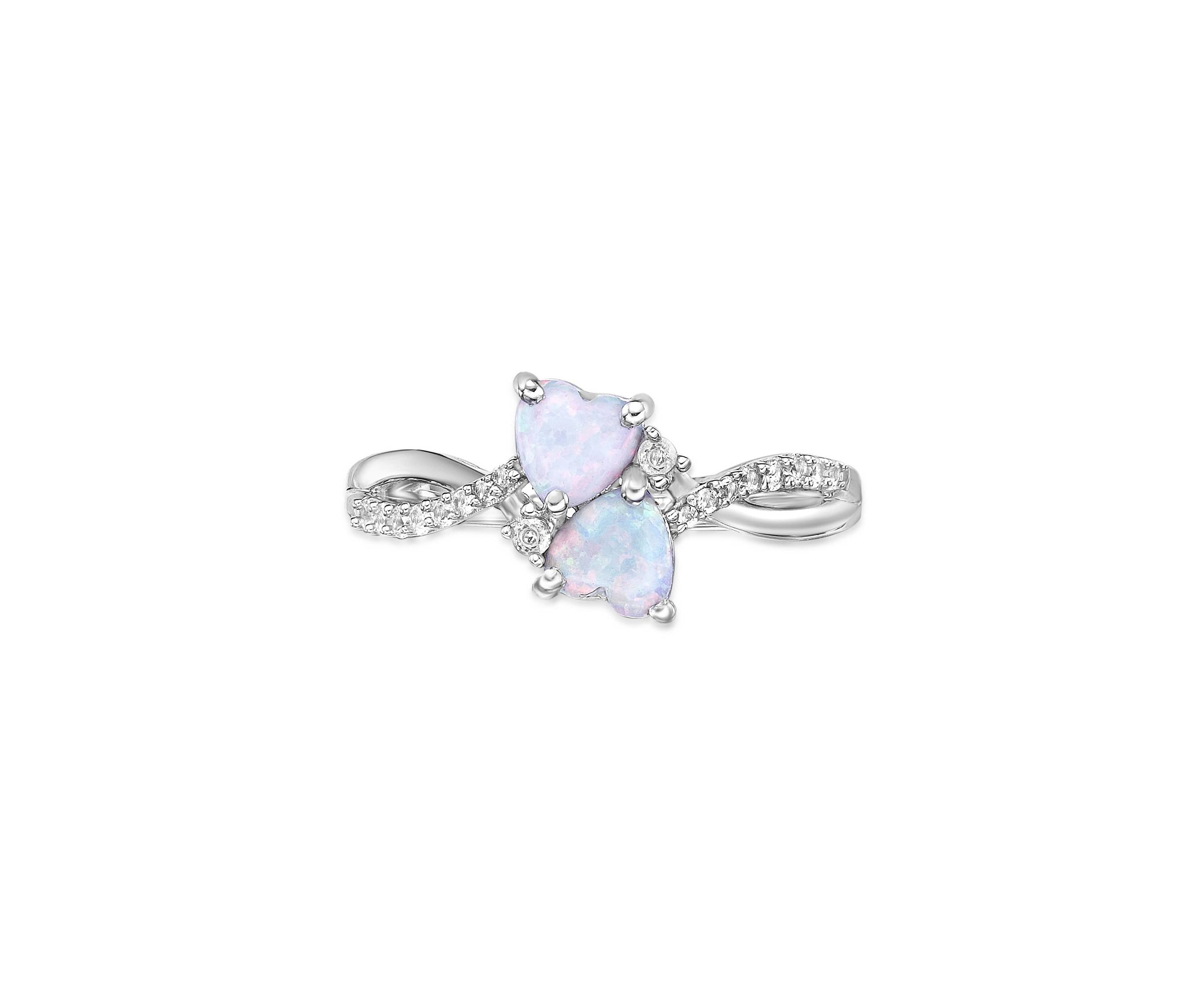 Lab Created 1 ct. t.w. Created Opal and Created White Sapphire Ring in Sterling Silver