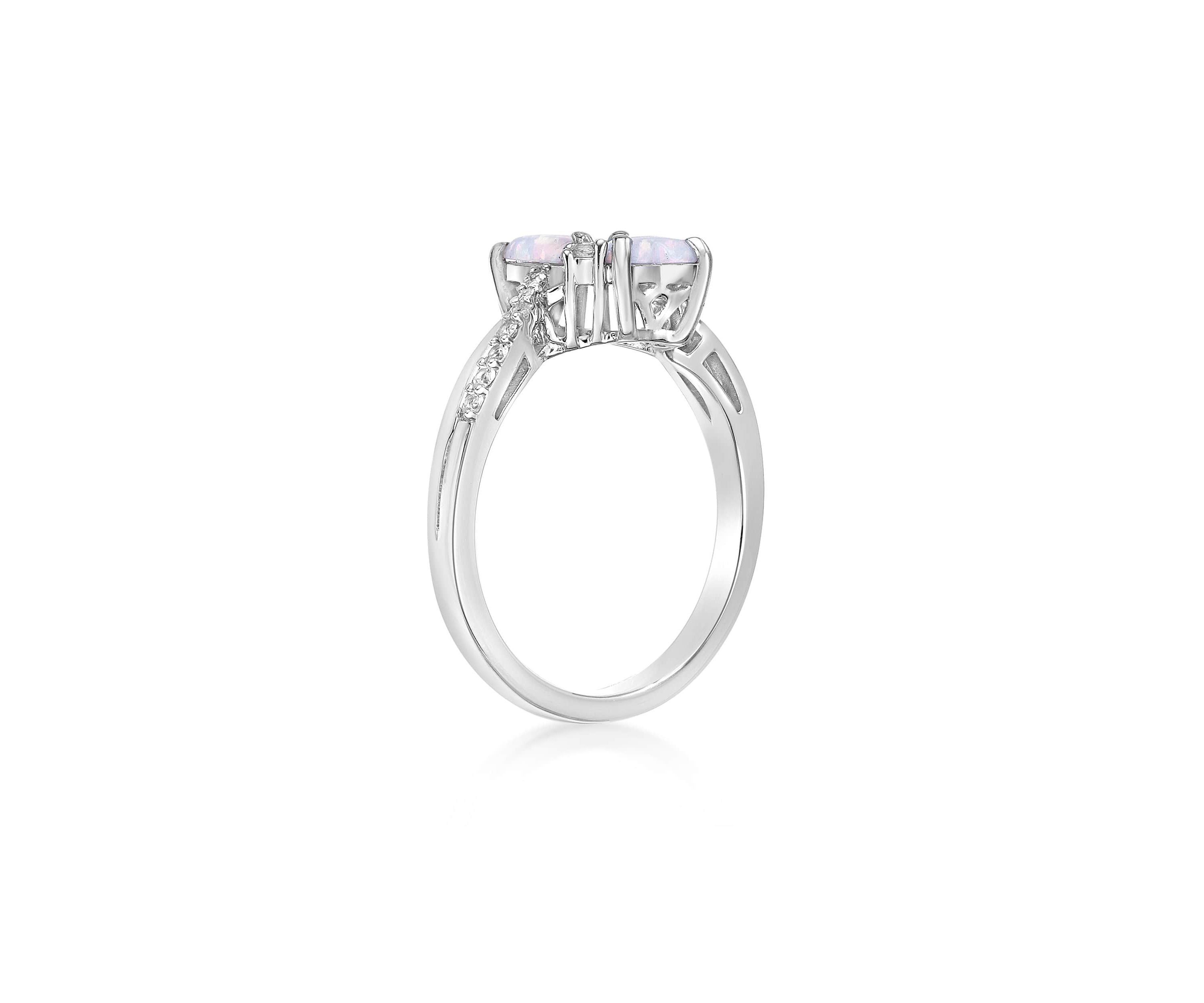 Lab Created 1 ct. t.w. Created Opal and Created White Sapphire Ring in Sterling Silver