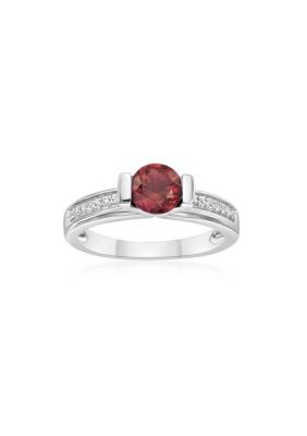 Gemminded Lab Created 1 ct. t.w. Created Ruby and 1/10 ct. t.w. Created White Sapphire Ring in Sterling Silver