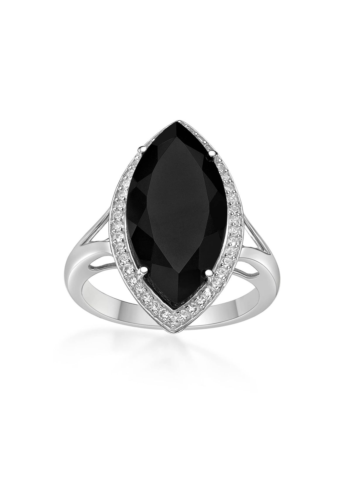 7 ct. t.w. Black Onyx and 5/8 ct. t.w. Created Whire Sapphire Ring in Sterling Silver