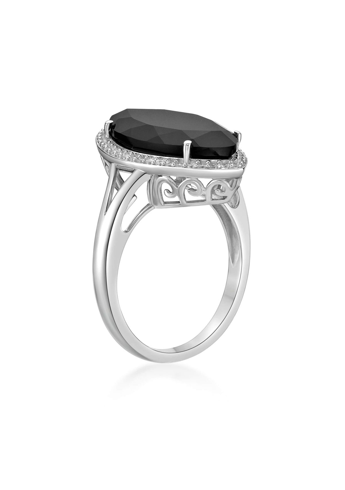 7 ct. t.w. Black Onyx and 5/8 ct. t.w. Created Whire Sapphire Ring in Sterling Silver