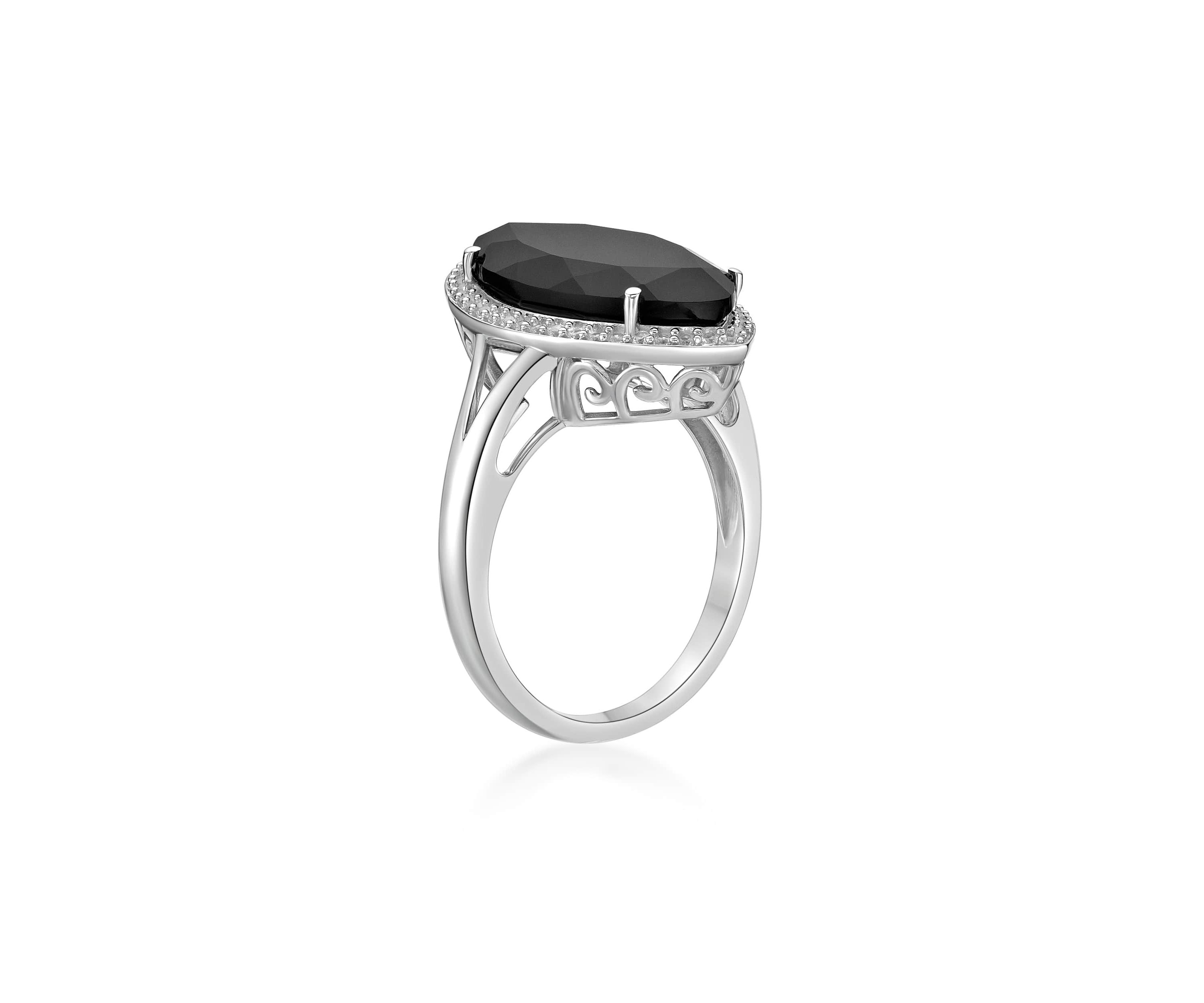 7 ct. t.w. Black Onyx and 5/8 ct. t.w. Created Whire Sapphire Ring in Sterling Silver