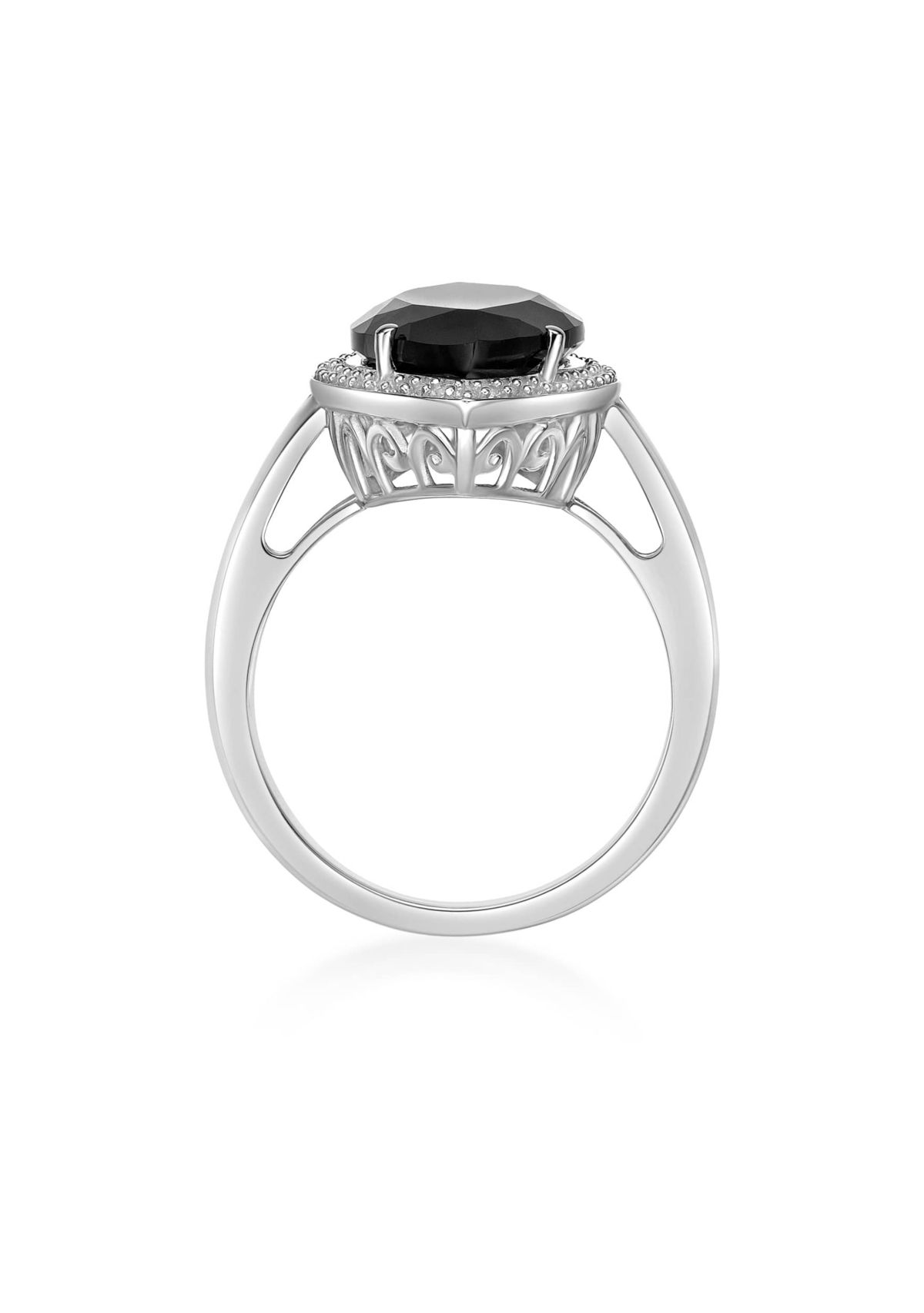7 ct. t.w. Black Onyx and 5/8 ct. t.w. Created Whire Sapphire Ring in Sterling Silver
