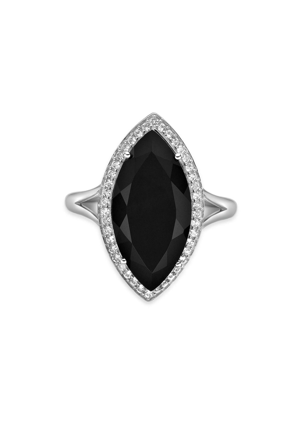 7 ct. t.w. Black Onyx and 5/8 ct. t.w. Created Whire Sapphire Ring in Sterling Silver