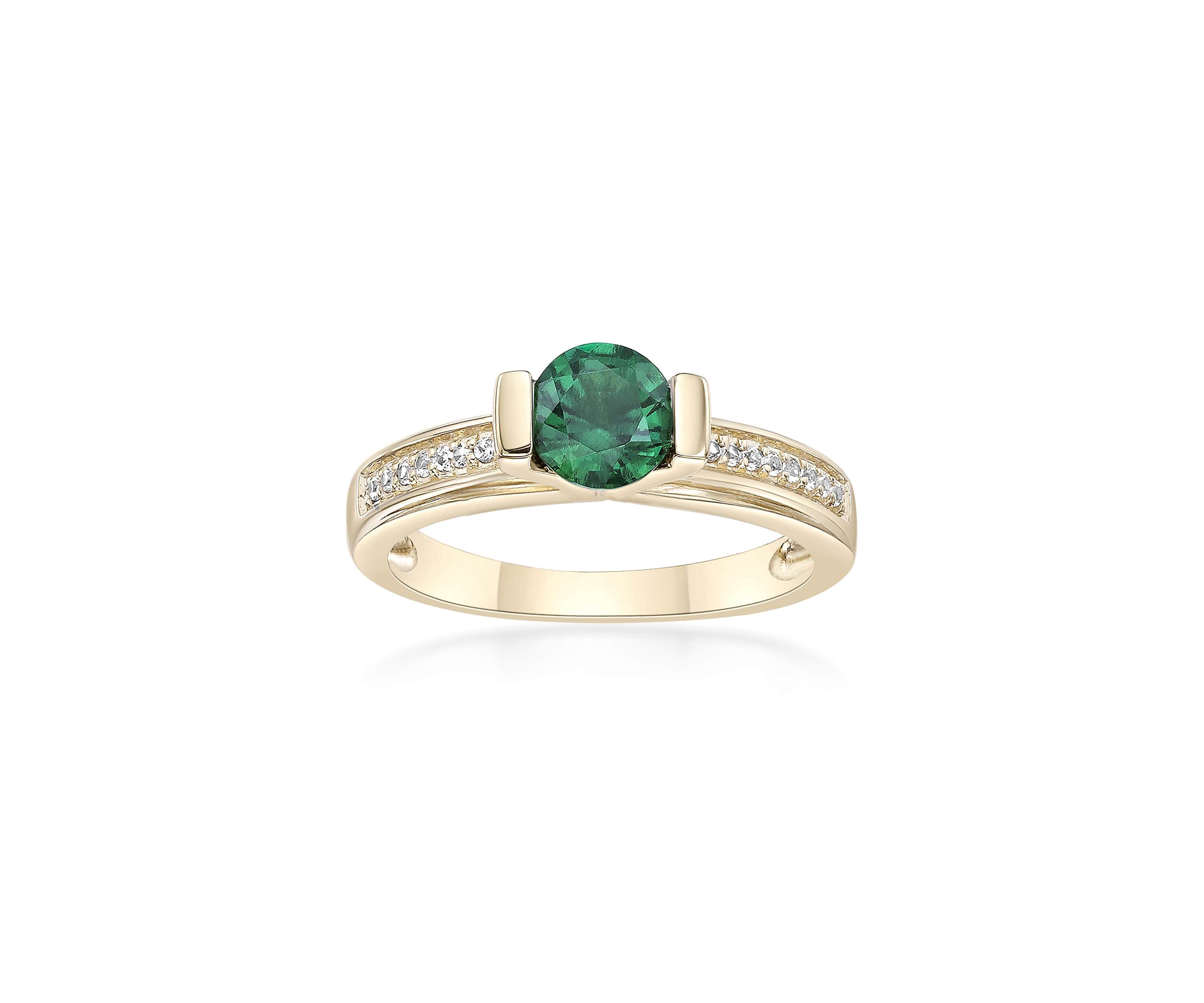 Lab Created 3/4 ct. t.w. Created Emerald and 1/10 ct. t.w. Created White Sapphire Ring in 2 Micron Gold Plated Sterling Silver