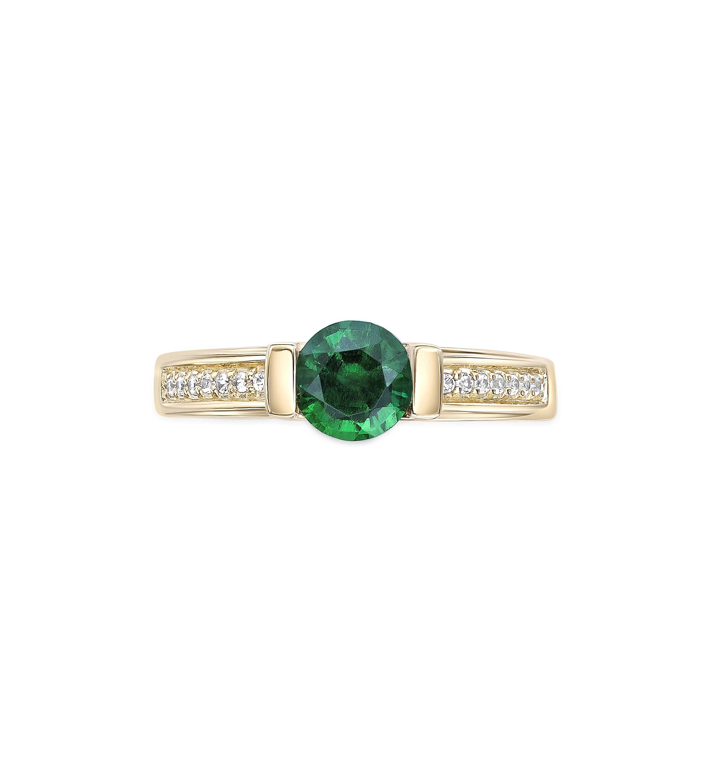 Lab Created 3/4 ct. t.w. Created Emerald and 1/10 ct. t.w. Created White Sapphire Ring in 2 Micron Gold Plated Sterling Silver
