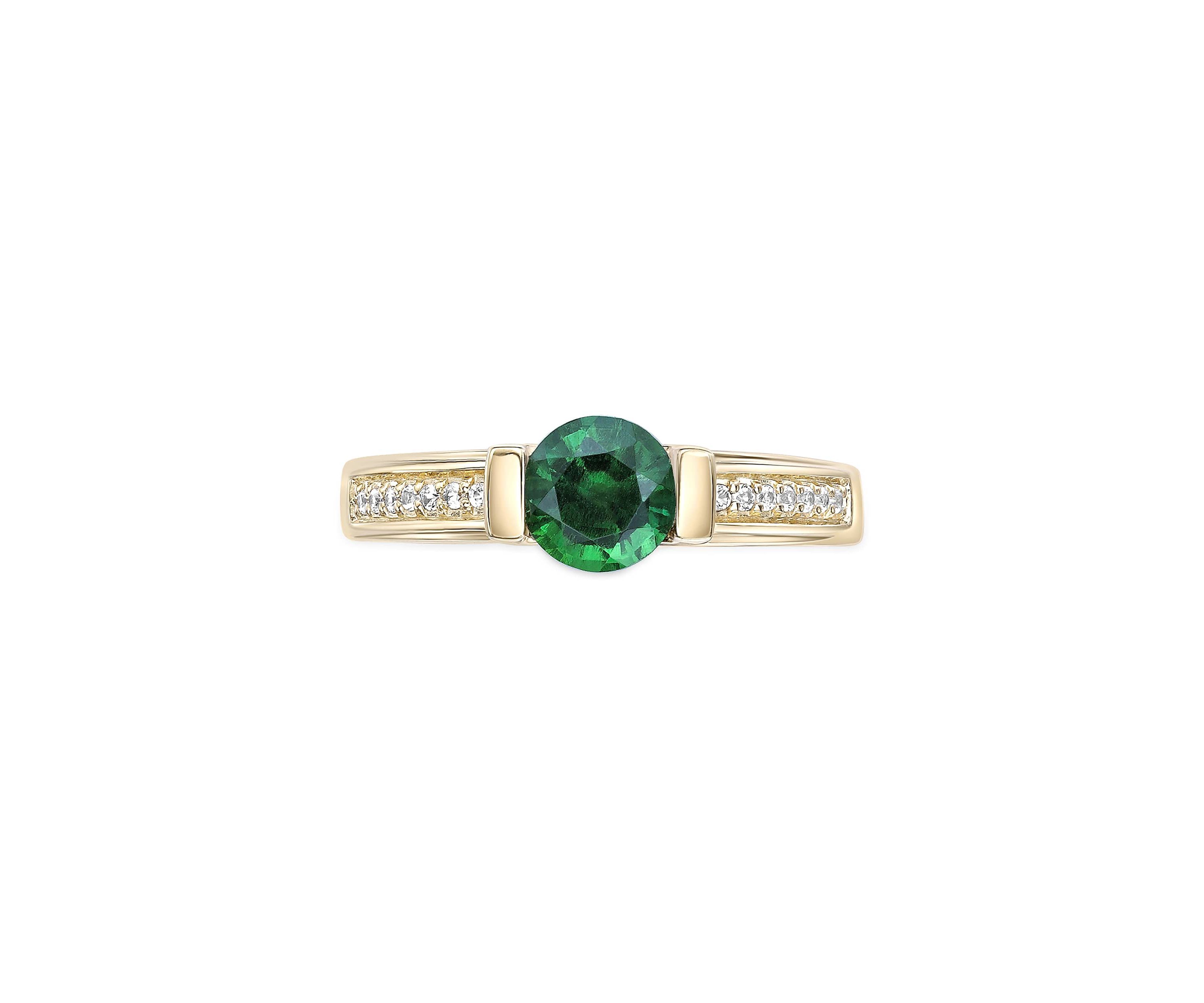 Lab Created 3/4 ct. t.w. Created Emerald and 1/10 ct. t.w. Created White Sapphire Ring in 2 Micron Gold Plated Sterling Silver