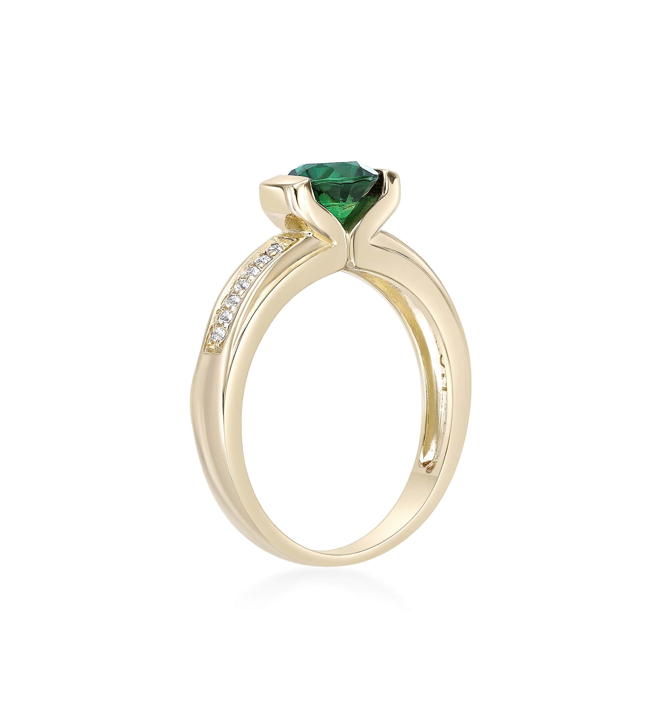 Lab Created 3/4 ct. t.w. Created Emerald and 1/10 ct. t.w. Created White Sapphire Ring in 2 Micron Gold Plated Sterling Silver
