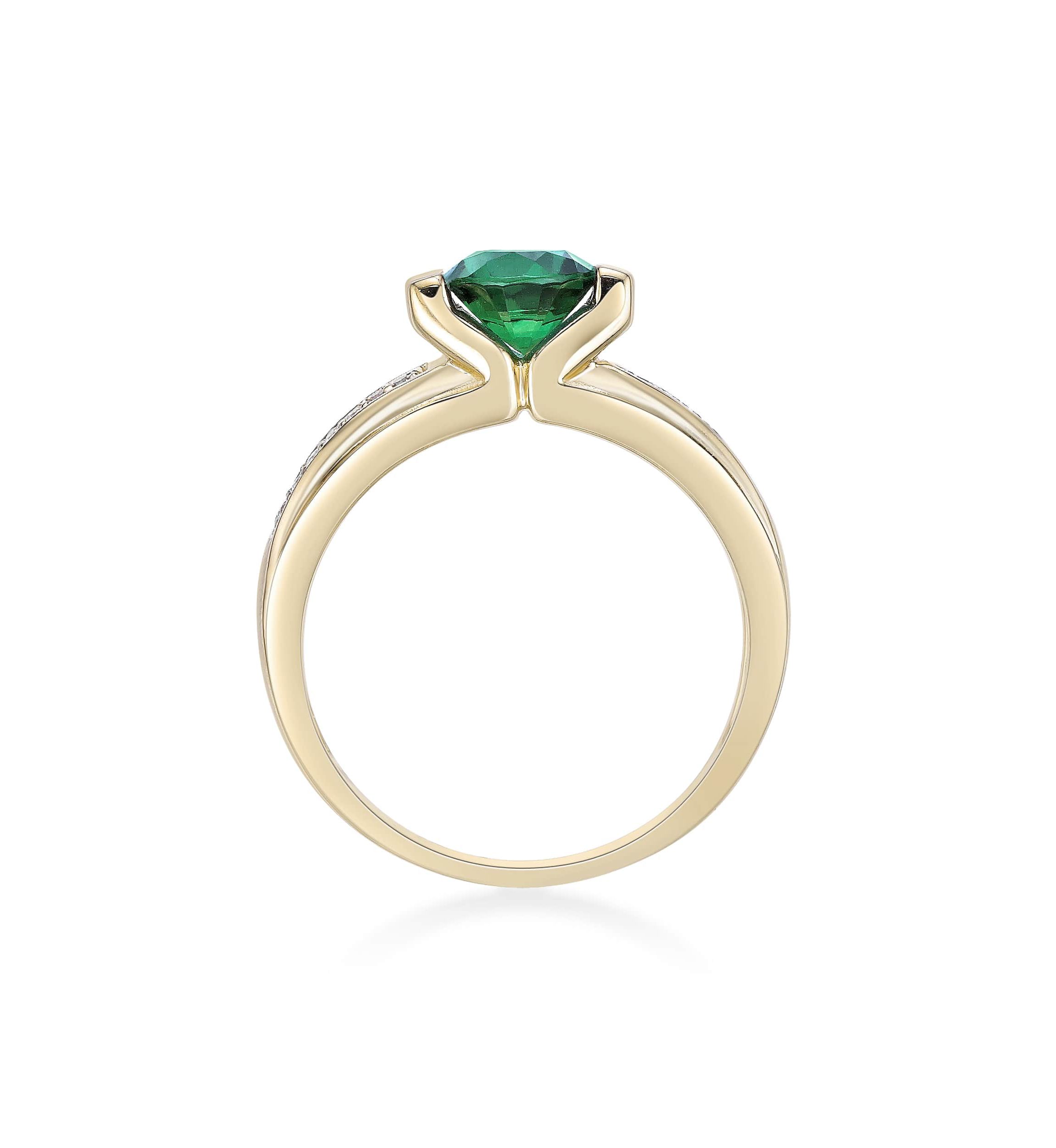 Lab Created 3/4 ct. t.w. Created Emerald and 1/10 ct. t.w. Created White Sapphire Ring in 2 Micron Gold Plated Sterling Silver