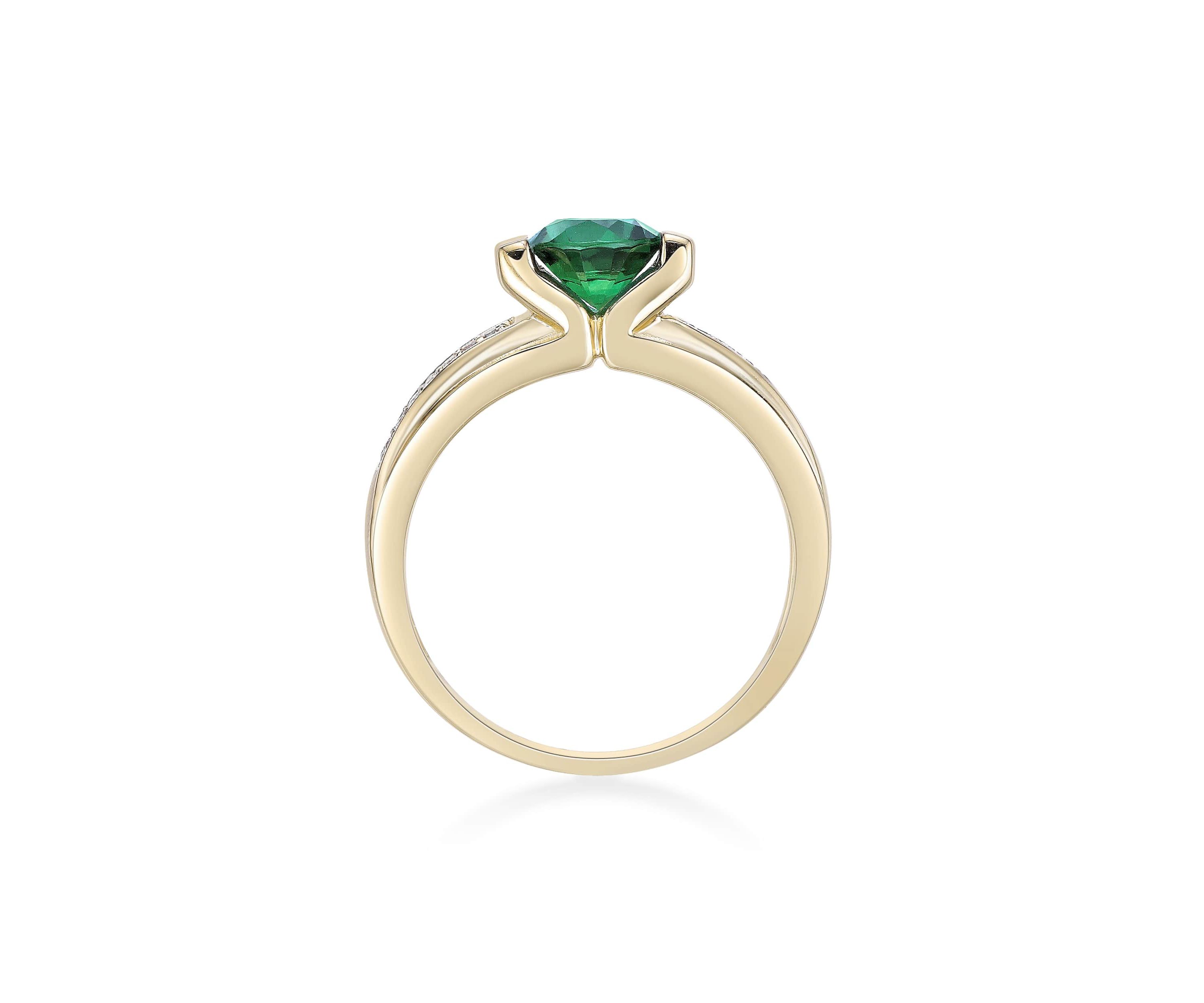 Lab Created 3/4 ct. t.w. Created Emerald and 1/10 ct. t.w. Created White Sapphire Ring in 2 Micron Gold Plated Sterling Silver