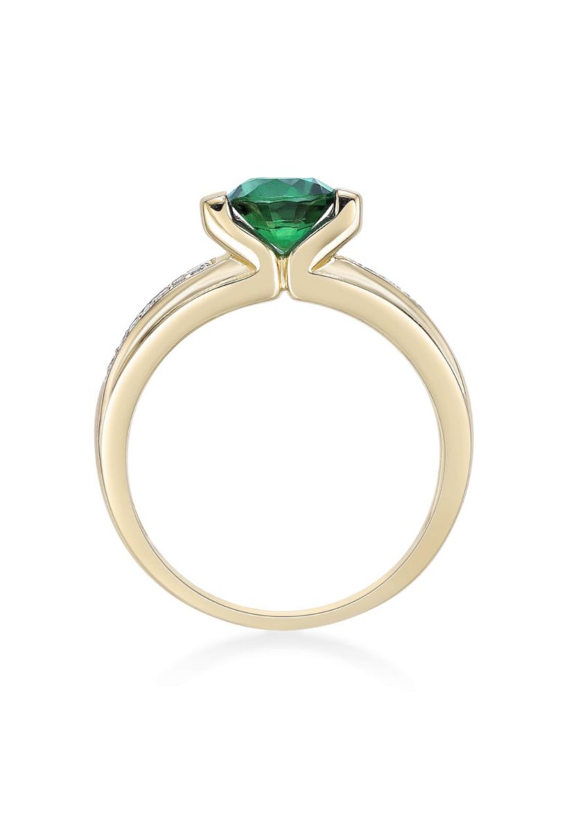 Lab Created 3/4 ct. t.w. Created Emerald and 1/10 ct. t.w. Created White Sapphire Ring in 2 Micron Gold Plated Sterling Silver