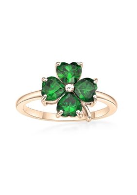 Gemminded Lab Created 2 ct. t.w. Created Emerald Ring in 2 Micron Gold Plated Sterling Silver