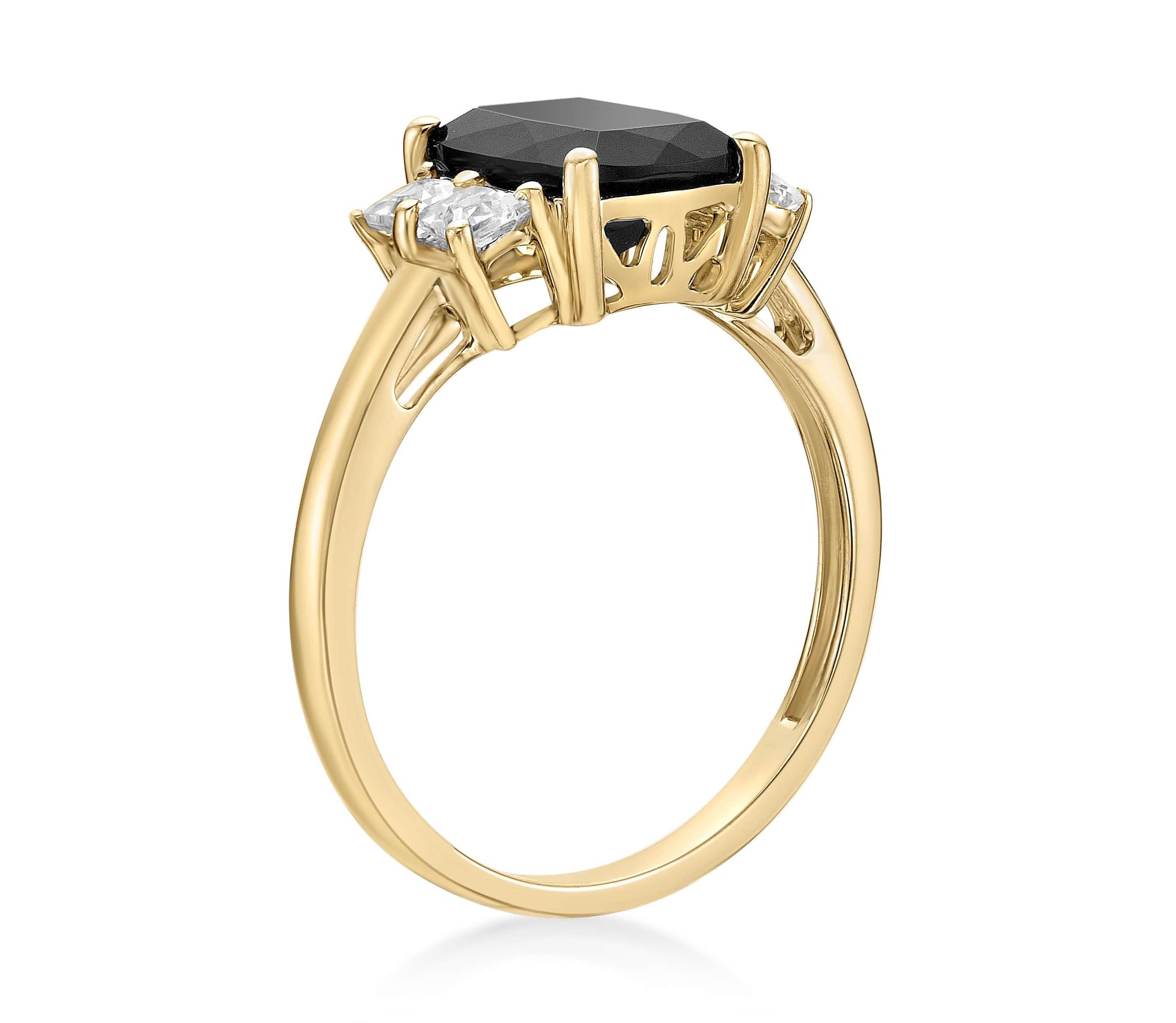 1.76 ct. t.w. Black Onyx and 0.6 ct. t.w. Created White Sapphire Ring in 10K Gold