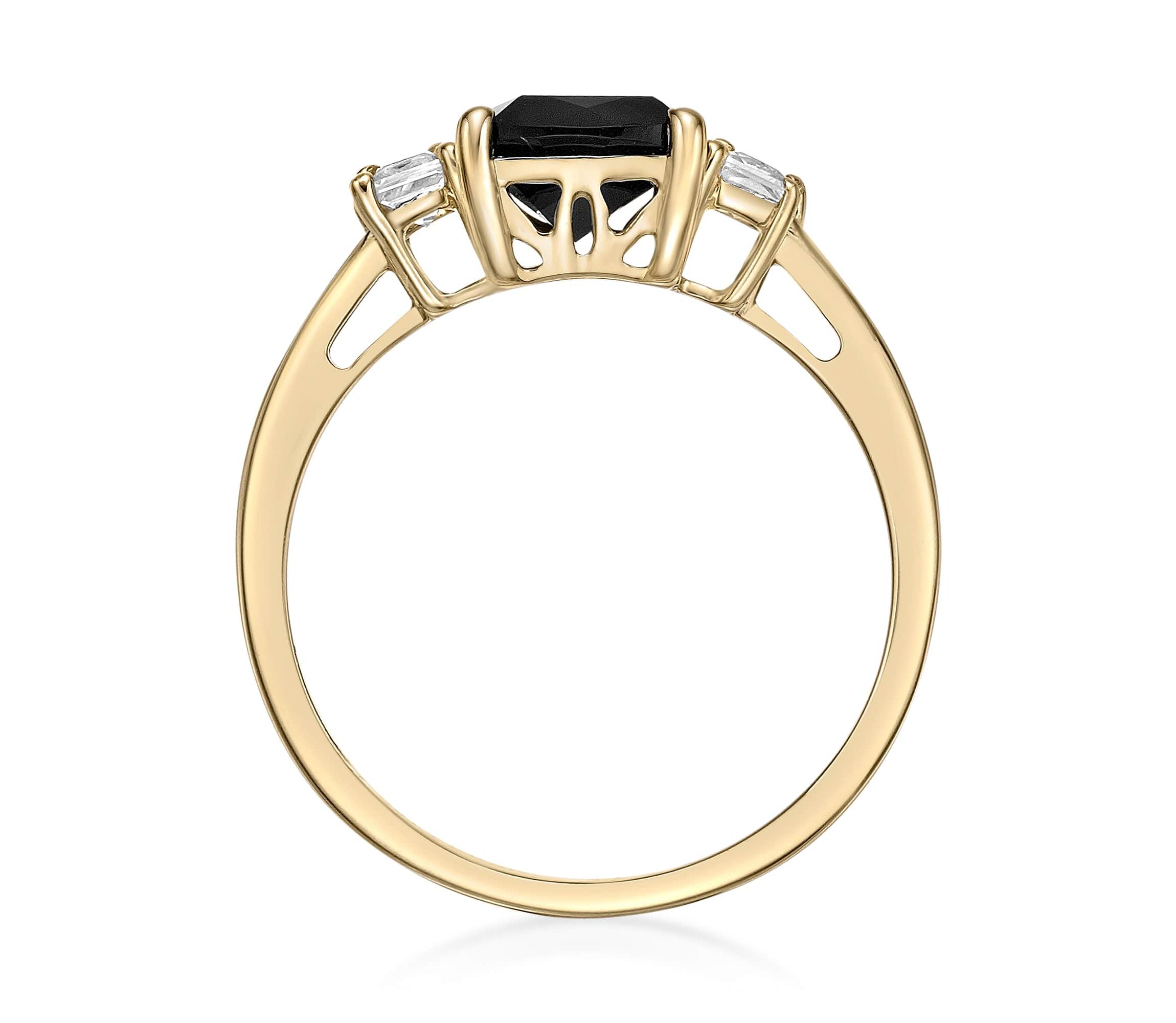 1.76 ct. t.w. Black Onyx and 0.6 ct. t.w. Created White Sapphire Ring in 10K Gold
