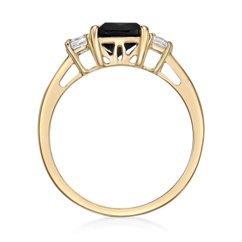 1.76 ct. t.w. Black Onyx and 0.6 ct. t.w. Created White Sapphire Ring in 10K Gold