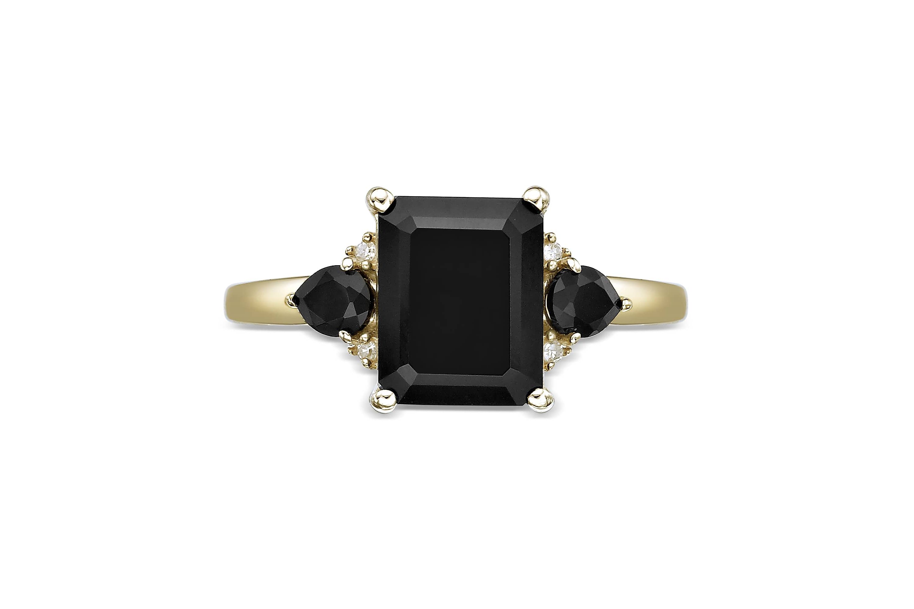 2.24 ct. t.w. Black Onyx and Diamond Accent Ring in 10K Gold