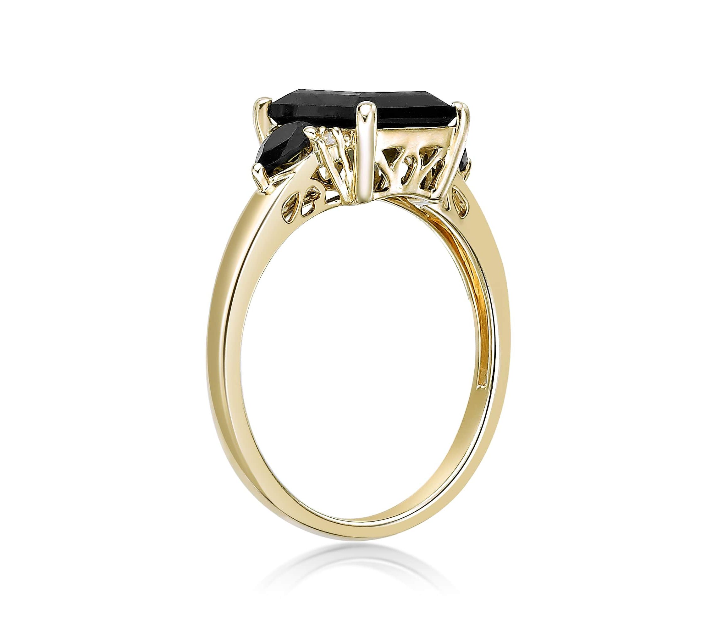 2.24 ct. t.w. Black Onyx and Diamond Accent Ring in 10K Gold
