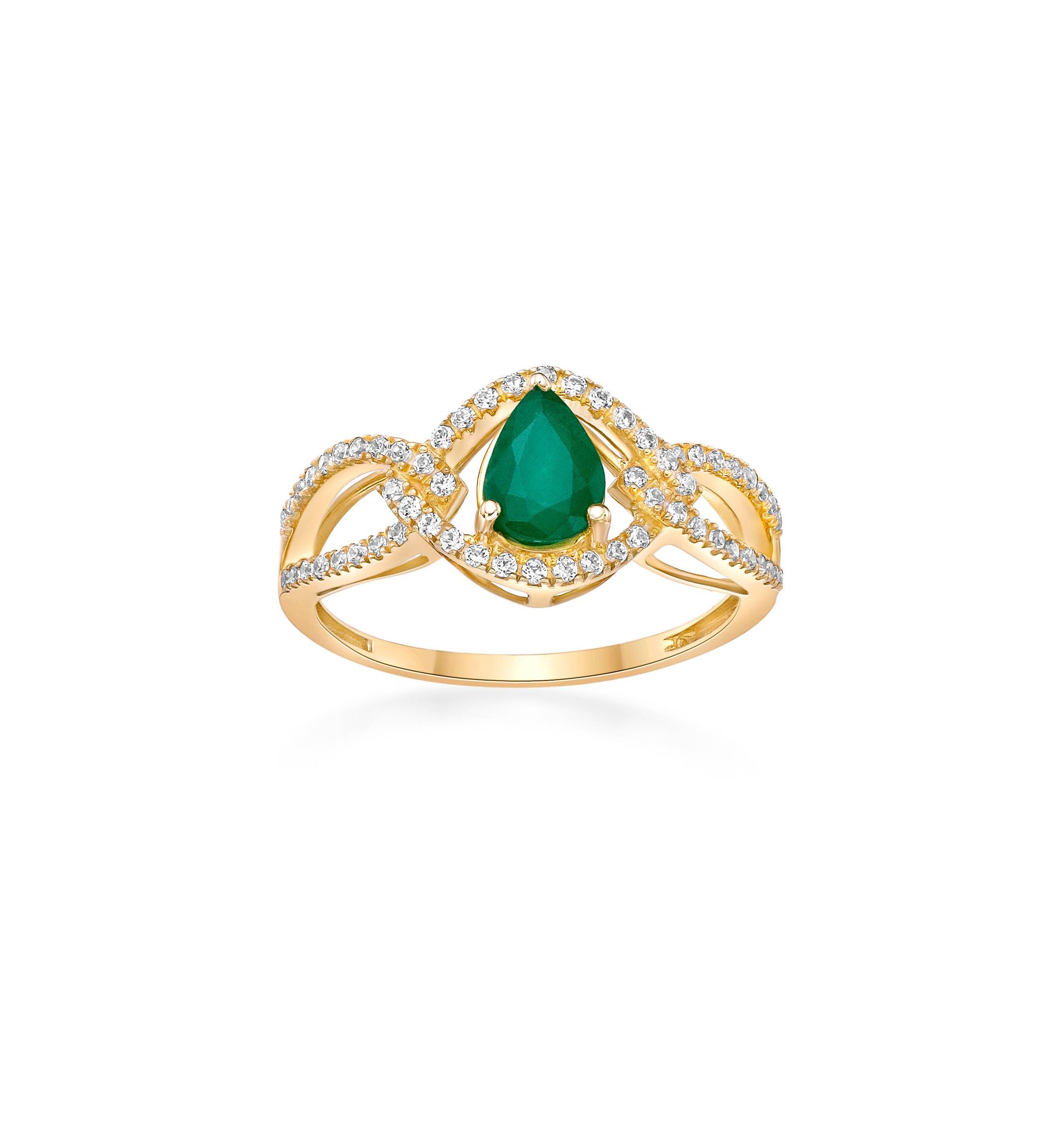 0.7 ct. t.w. Emerald and 0.26 ct. t.w. Diamond Ring in 10K Gold