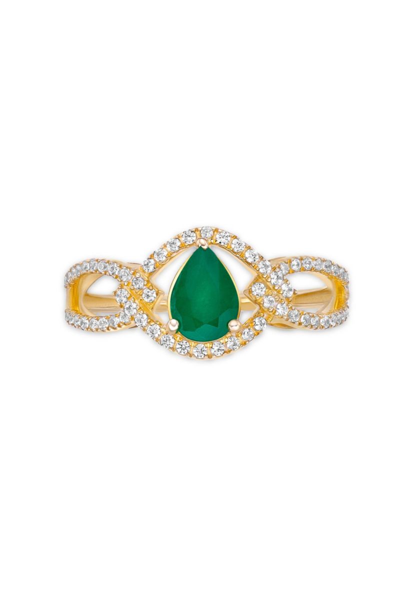 0.7 ct. t.w. Emerald and 0.26 ct. t.w. Diamond Ring in 10K Gold
