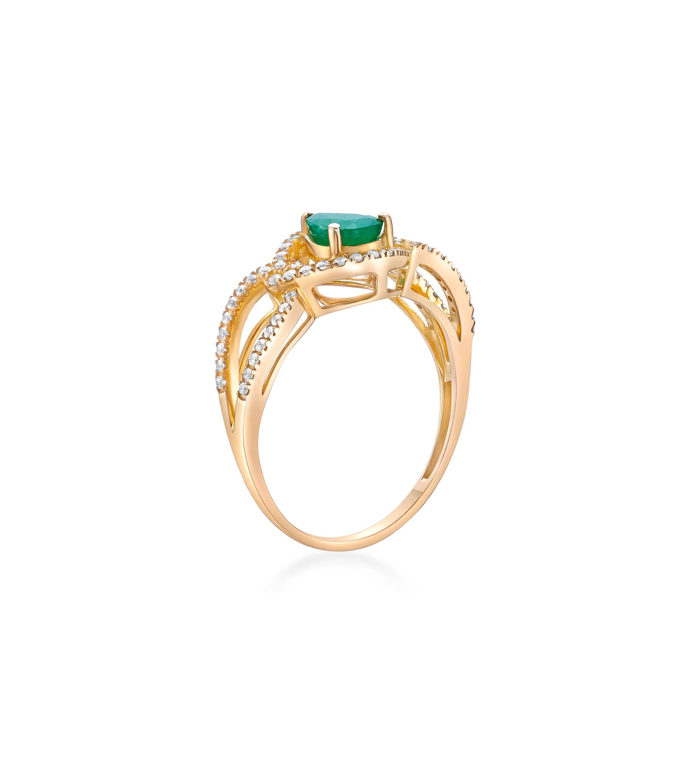 0.7 ct. t.w. Emerald and 0.26 ct. t.w. Diamond Ring in 10K Gold