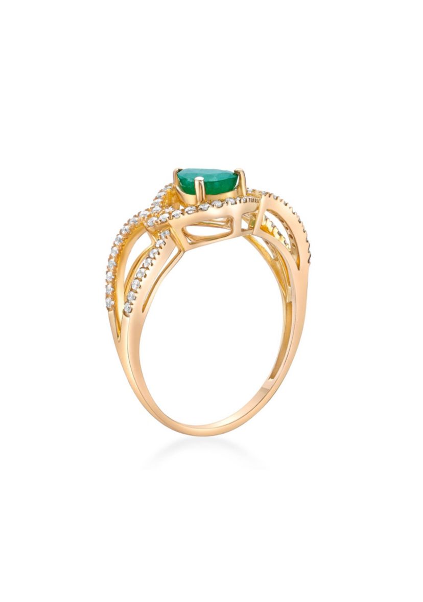 0.7 ct. t.w. Emerald and 0.26 ct. t.w. Diamond Ring in 10K Gold