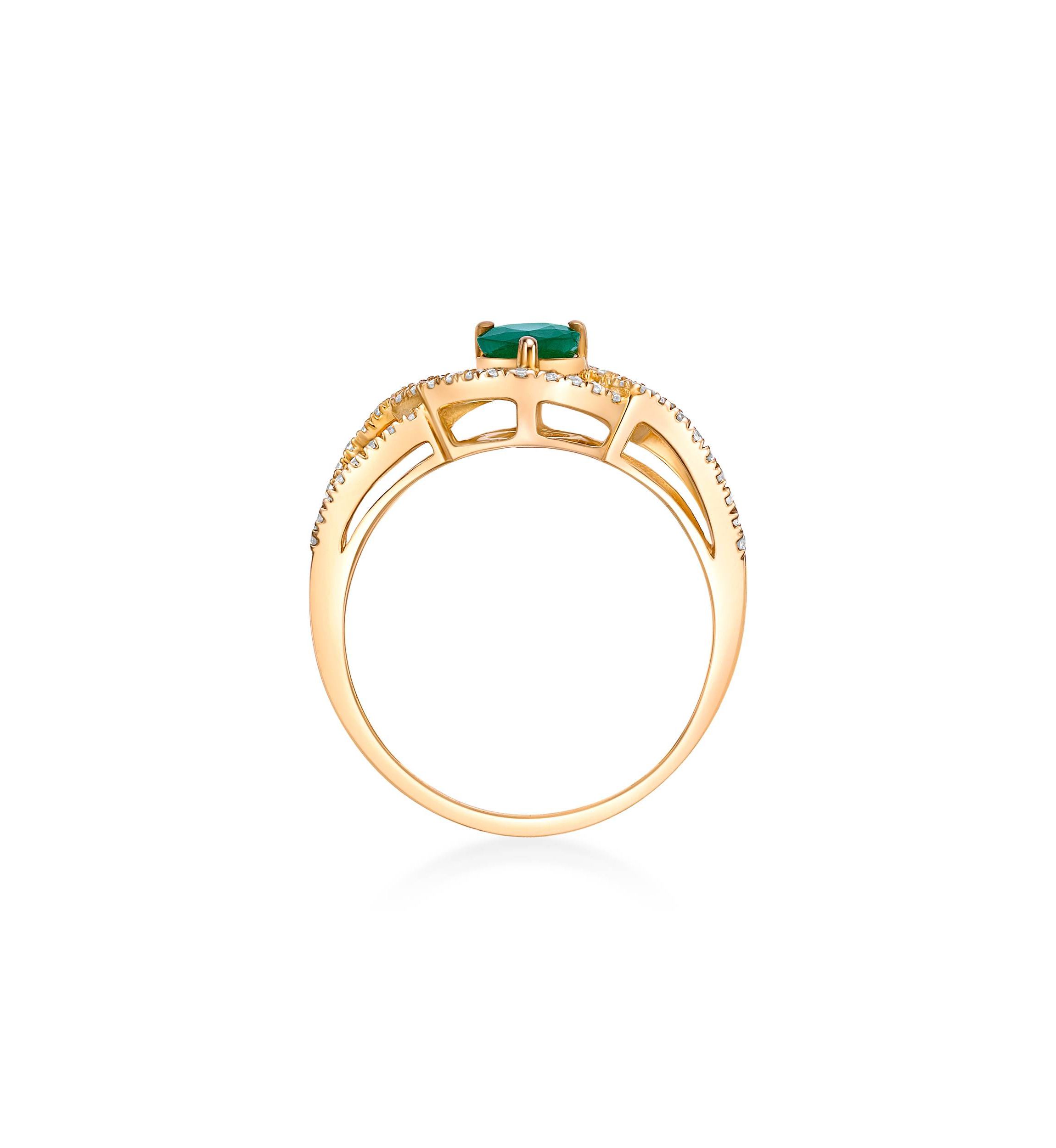 0.7 ct. t.w. Emerald and 0.26 ct. t.w. Diamond Ring in 10K Gold