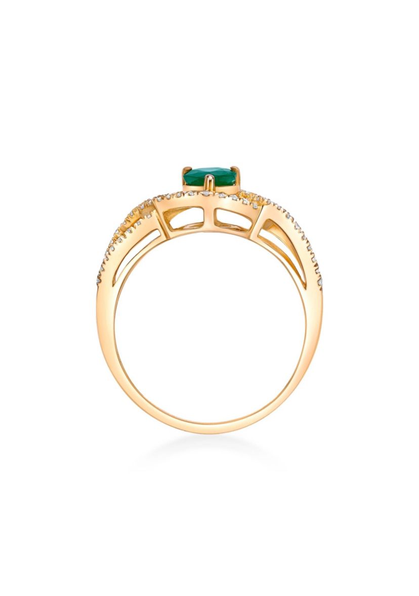 0.7 ct. t.w. Emerald and 0.26 ct. t.w. Diamond Ring in 10K Gold
