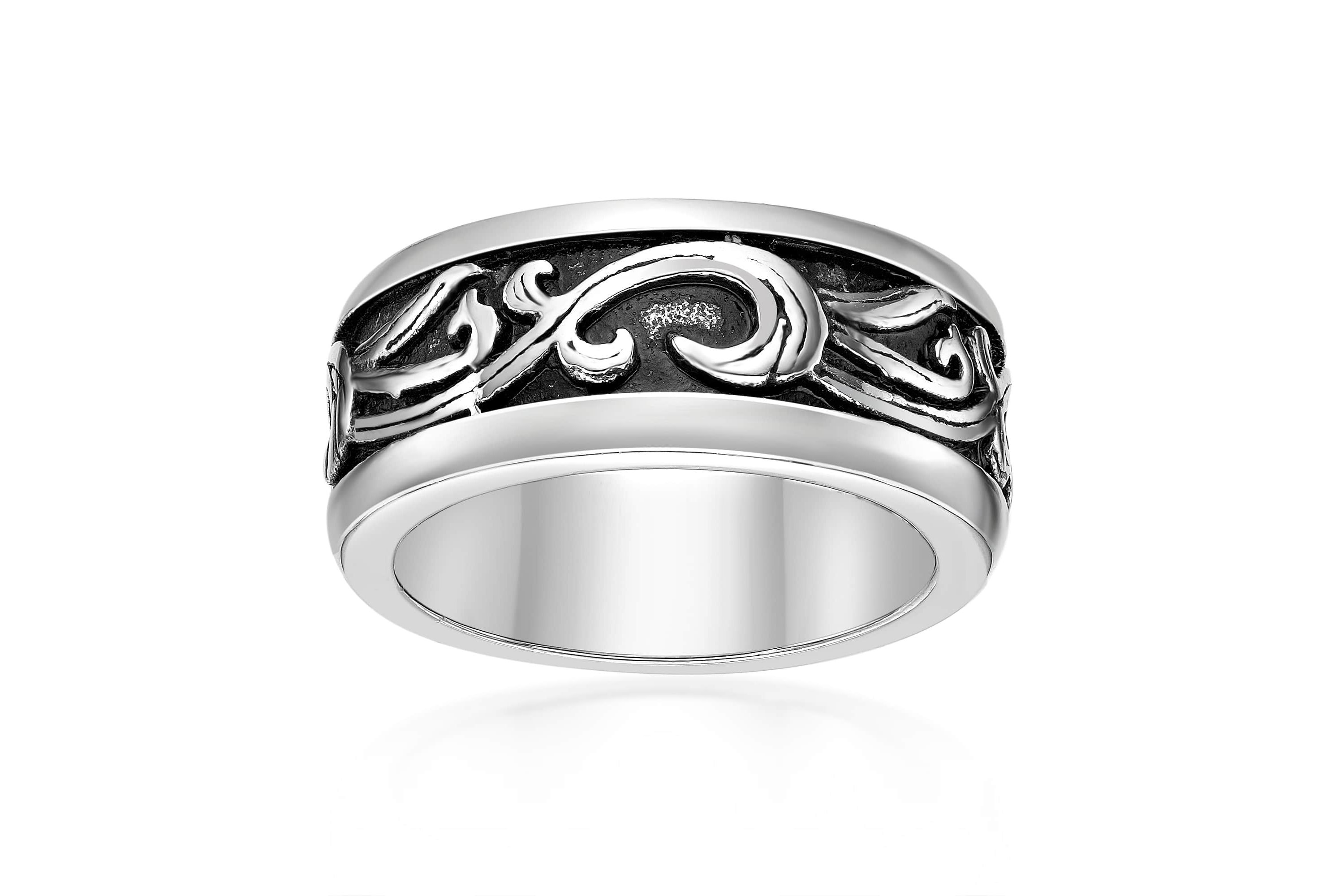 Mens Stainless Steel Ring with Black Plating