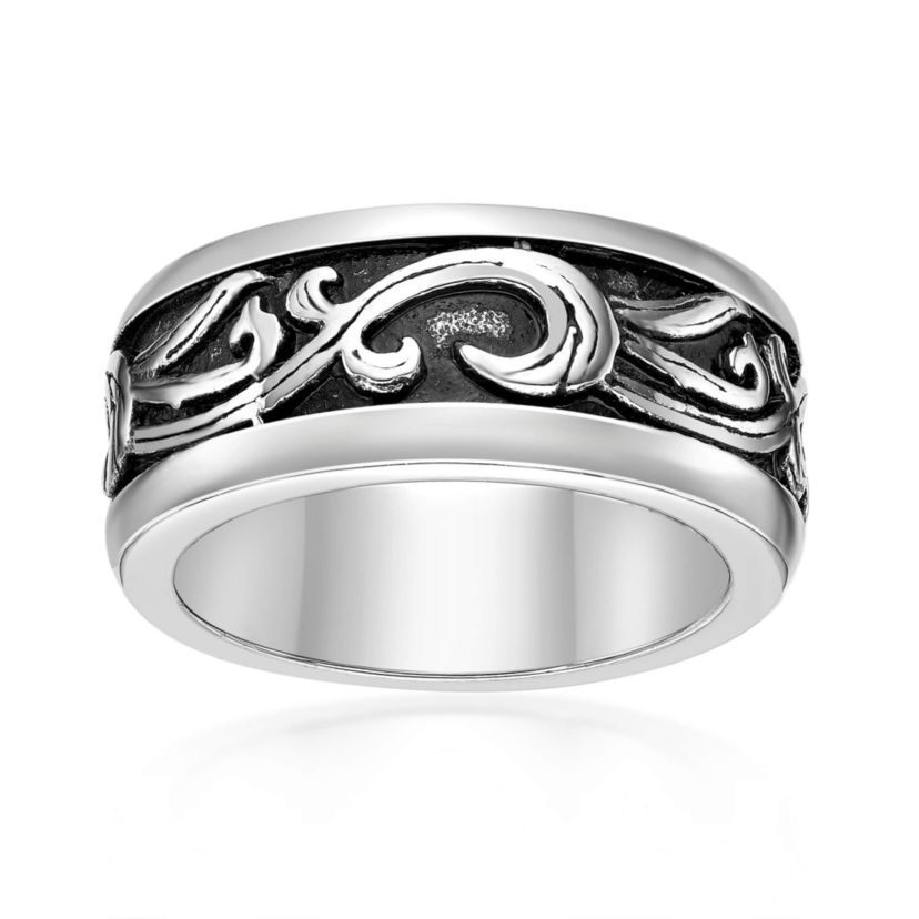 Mens Stainless Steel Ring with Black Plating