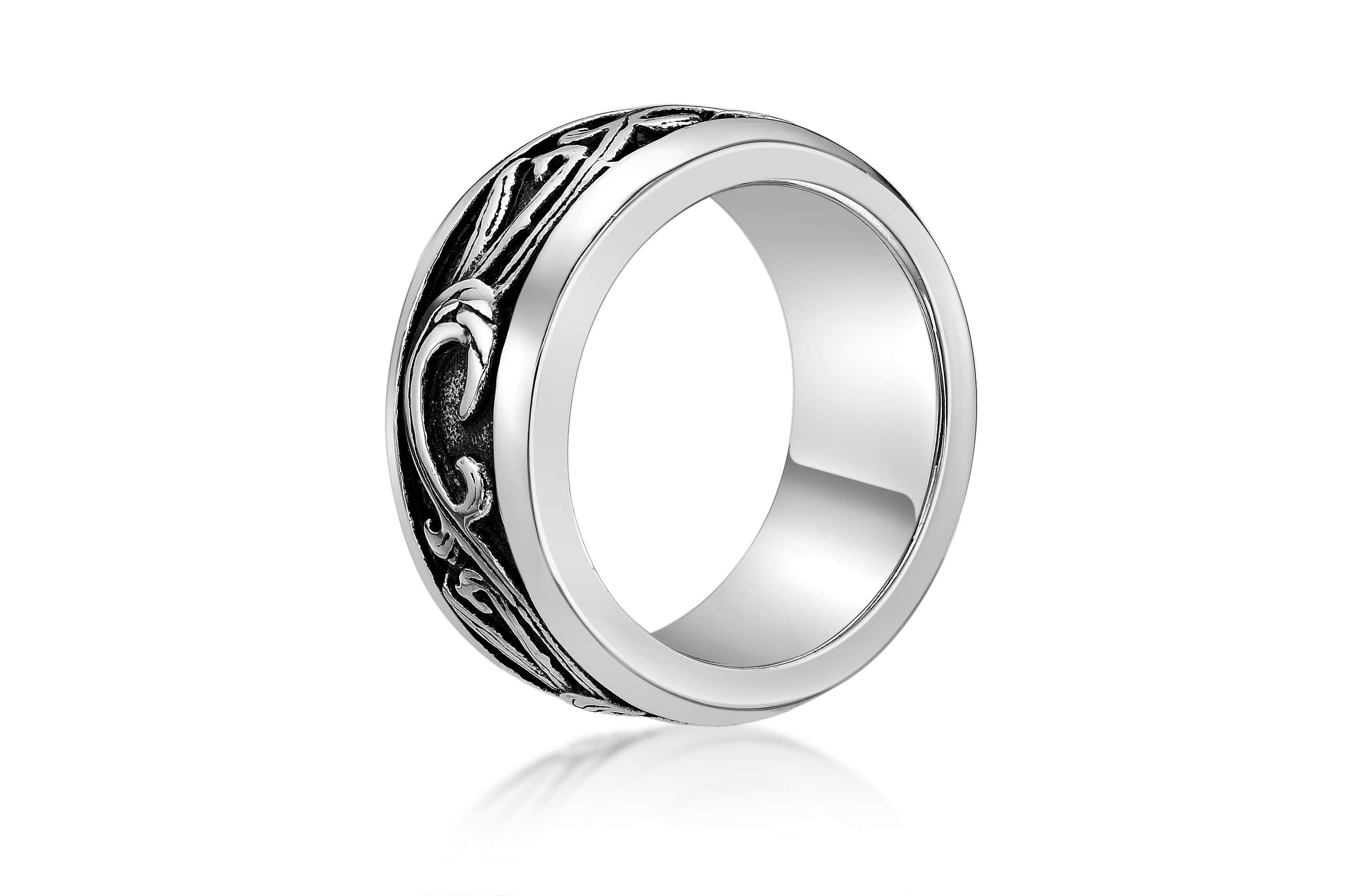 Mens Stainless Steel Ring with Black Plating