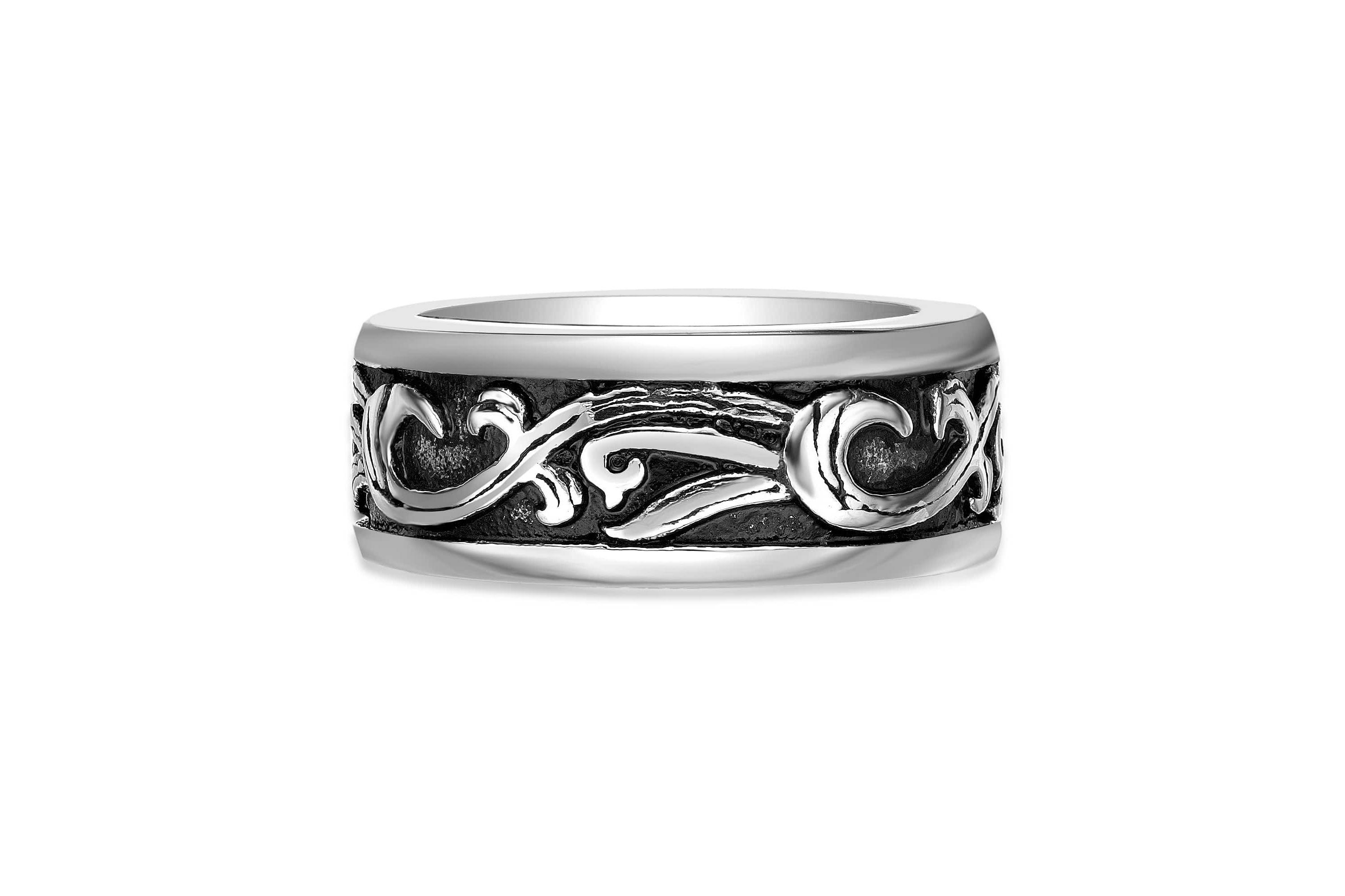 Mens Stainless Steel Ring with Black Plating