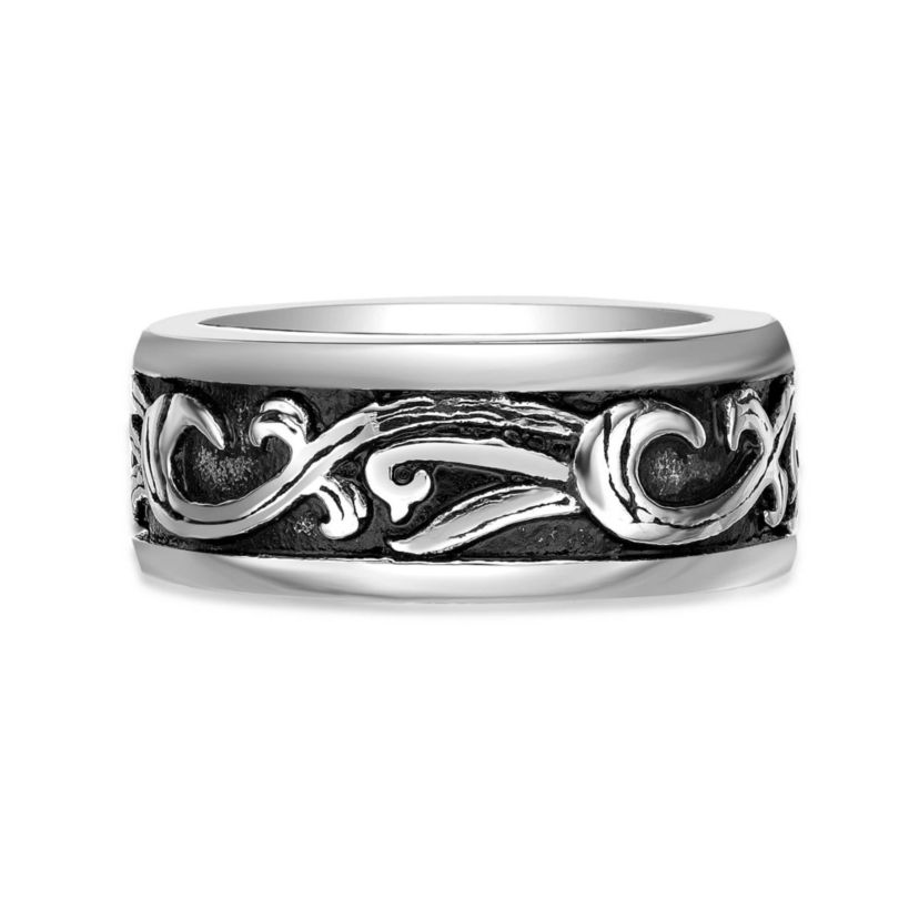 Mens Stainless Steel Ring with Black Plating