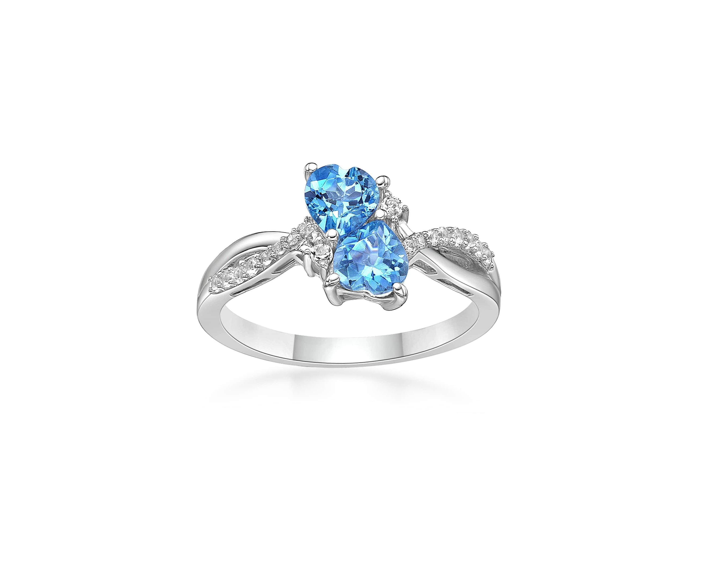 1 1/5 ct. t.w. Blue Topaz and Created White Sapphire Ring in Sterling Silver
