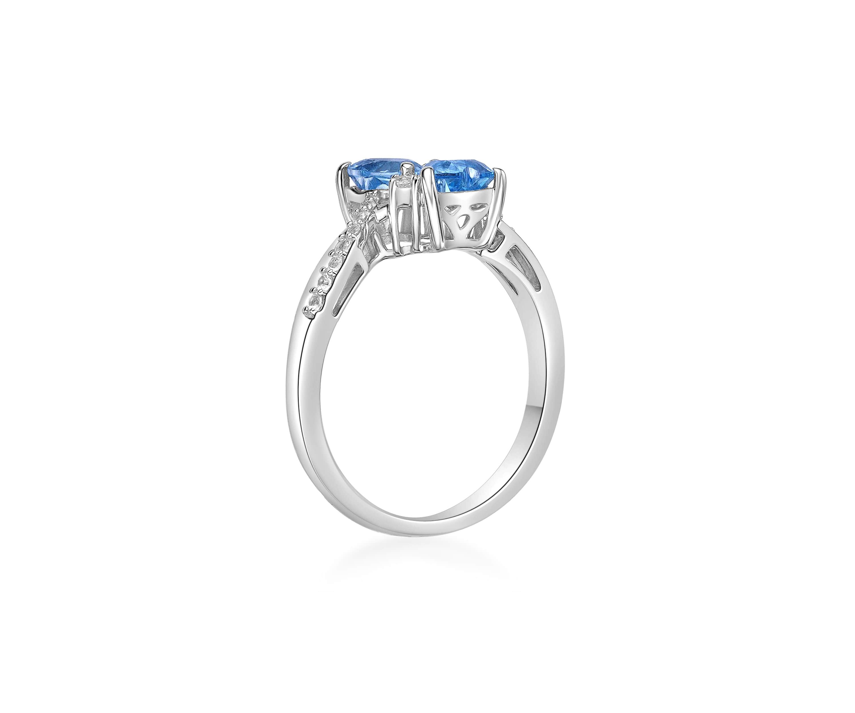 1 1/5 ct. t.w. Blue Topaz and Created White Sapphire Ring in Sterling Silver