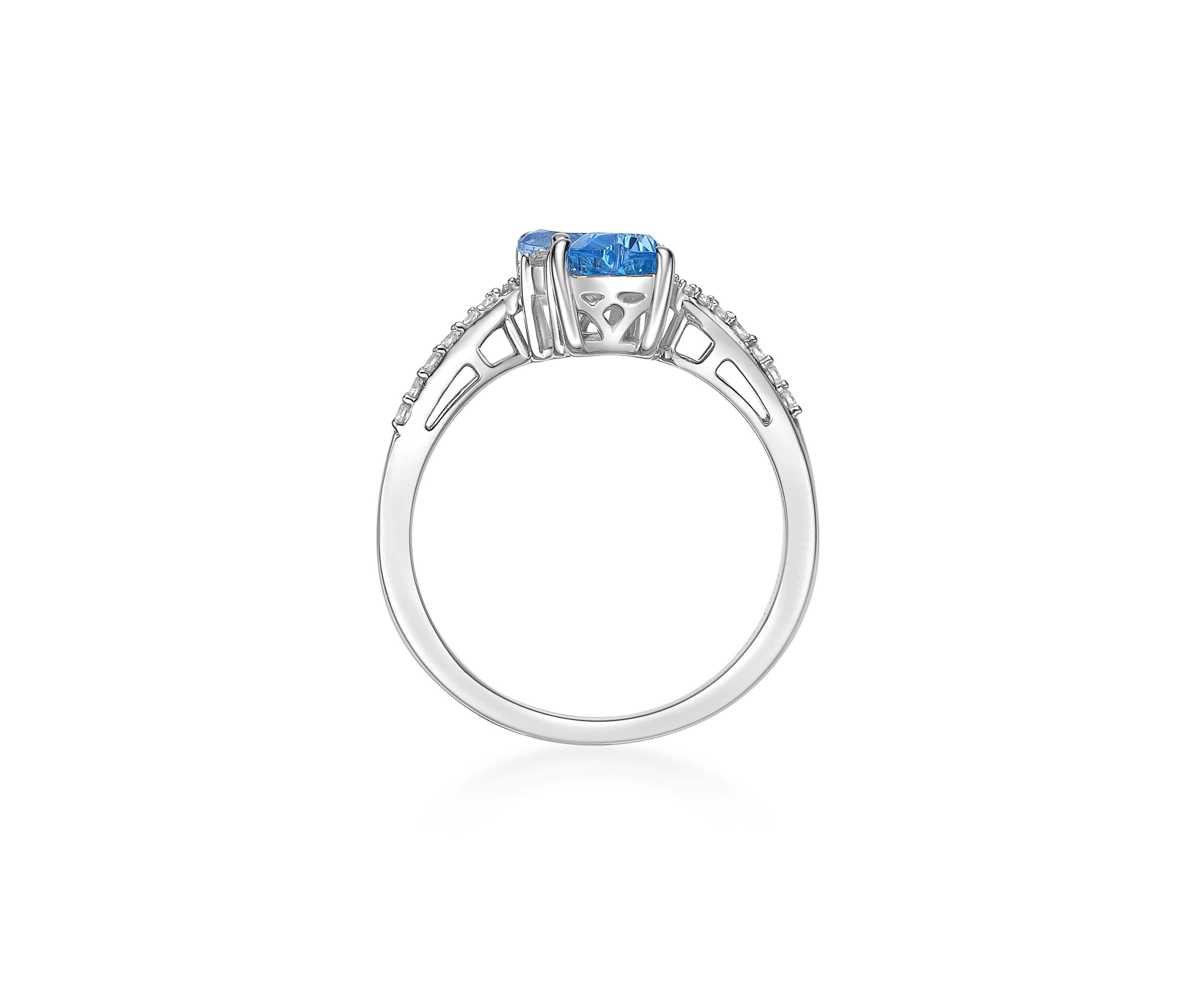 1 1/5 ct. t.w. Blue Topaz and Created White Sapphire Ring in Sterling Silver