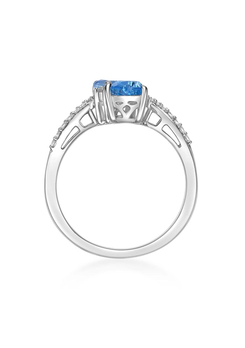 1 1/5 ct. t.w. Blue Topaz and Created White Sapphire Ring in Sterling Silver