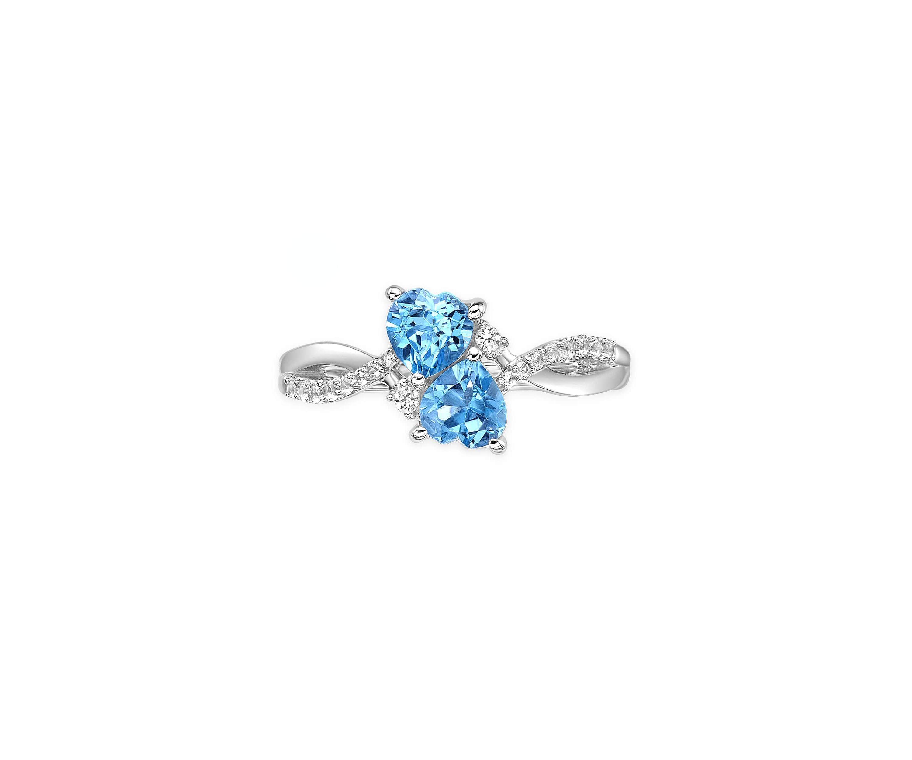 1 1/5 ct. t.w. Blue Topaz and Created White Sapphire Ring in Sterling Silver