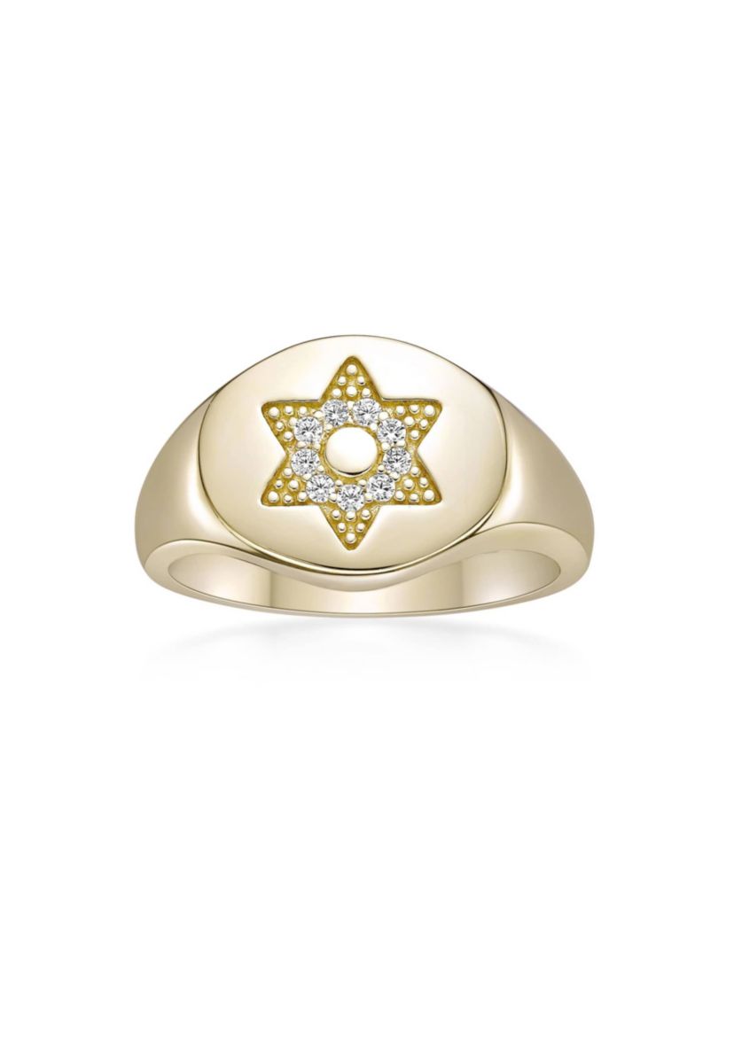 Lab Created Gemminded Lab-Grown Diamond Accent Ring in 18k Gold Over Silver