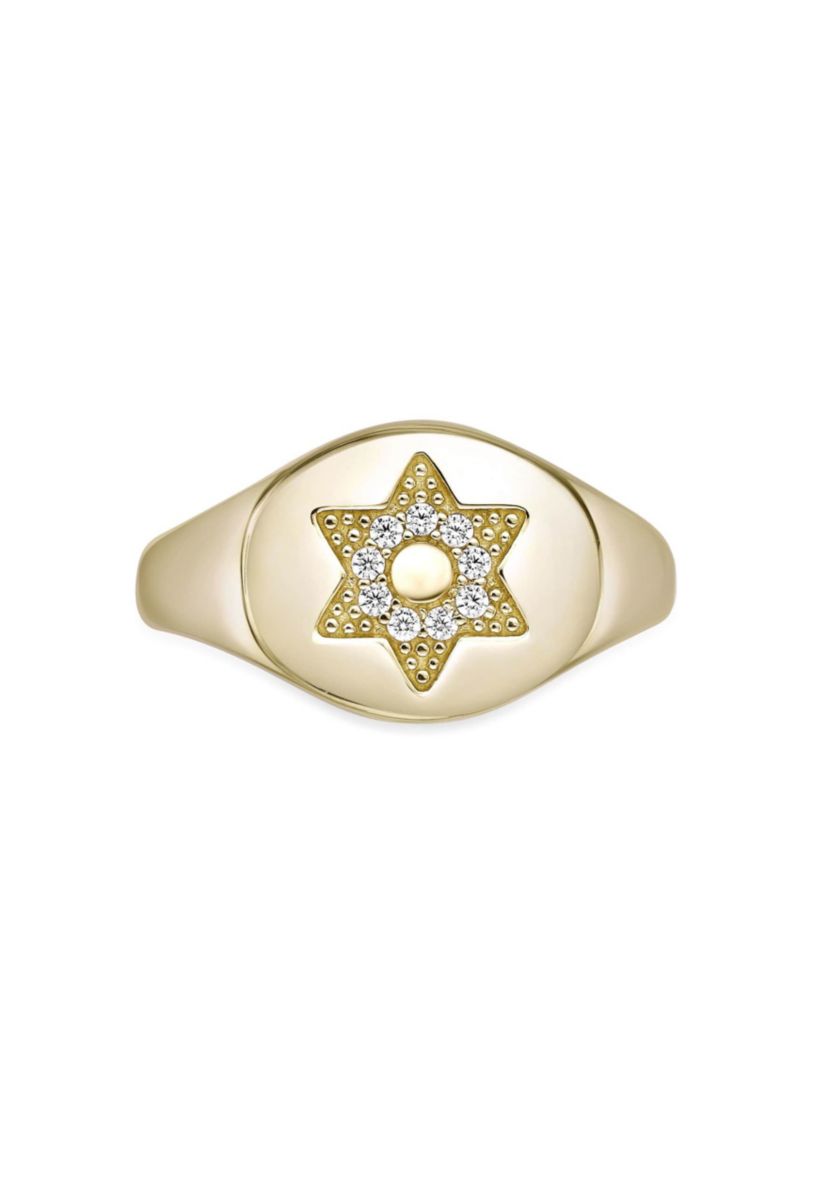 Lab Created Gemminded Lab-Grown Diamond Accent Ring in 18k Gold Over Silver