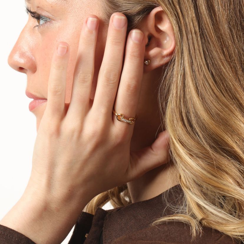 Lab Created Gemminded Lab-Grown Diamond Accent Ring in 18k Gold Over Silver