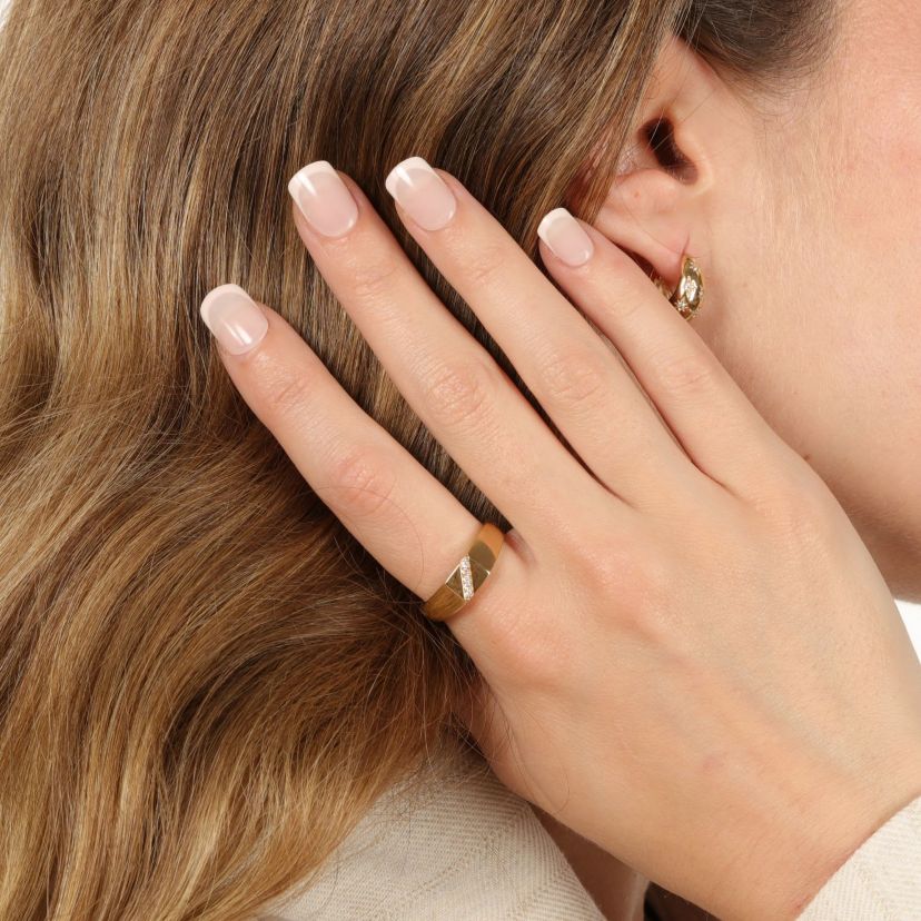 Lab Created Gemminded Lab-Grown Diamond Accent Ring in 18k Gold Over Silver